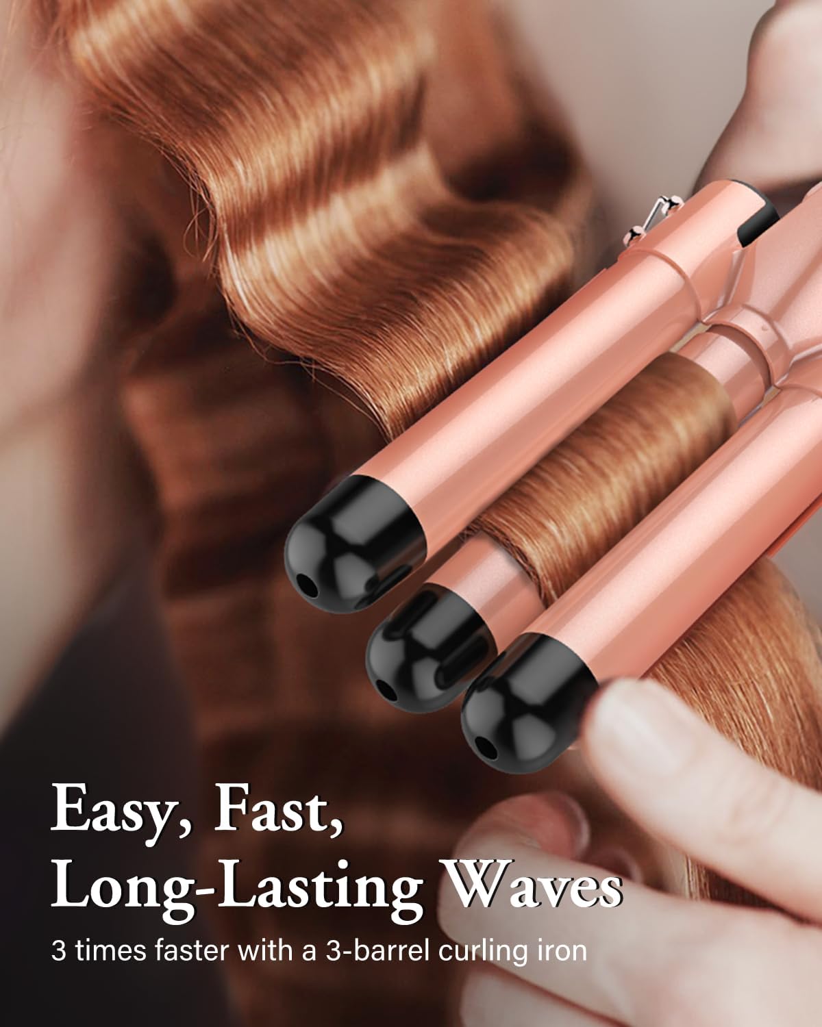 Waver Curling Iron Wand, BESTOPE PRO 5 in 1 Curling Wand Set with 3 Barrel Hair Crimper for Women