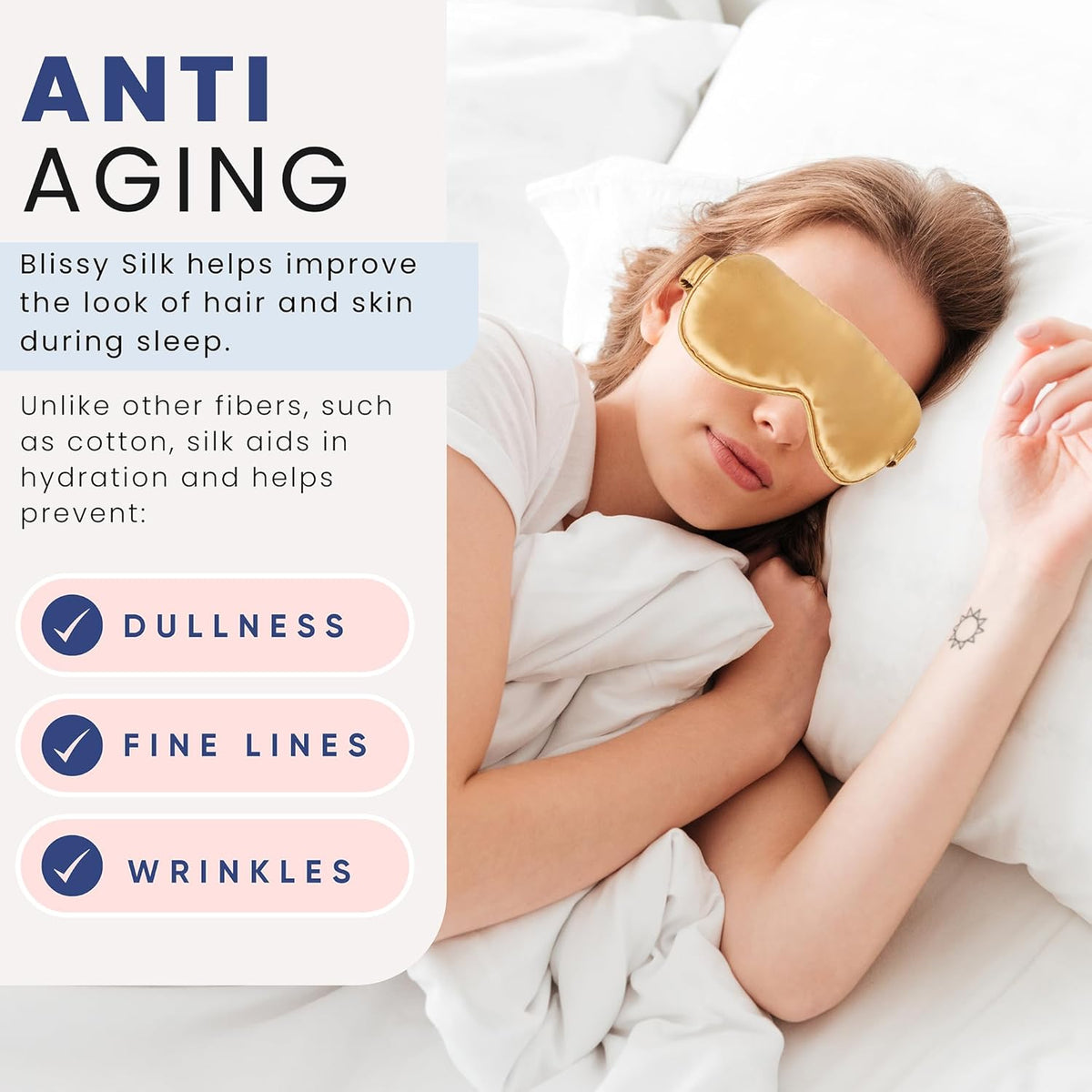 Blissy Silk Sleep Mask - Silk Eye Sleeping Mask for Women & Men for Total Blackout - 100% Pure