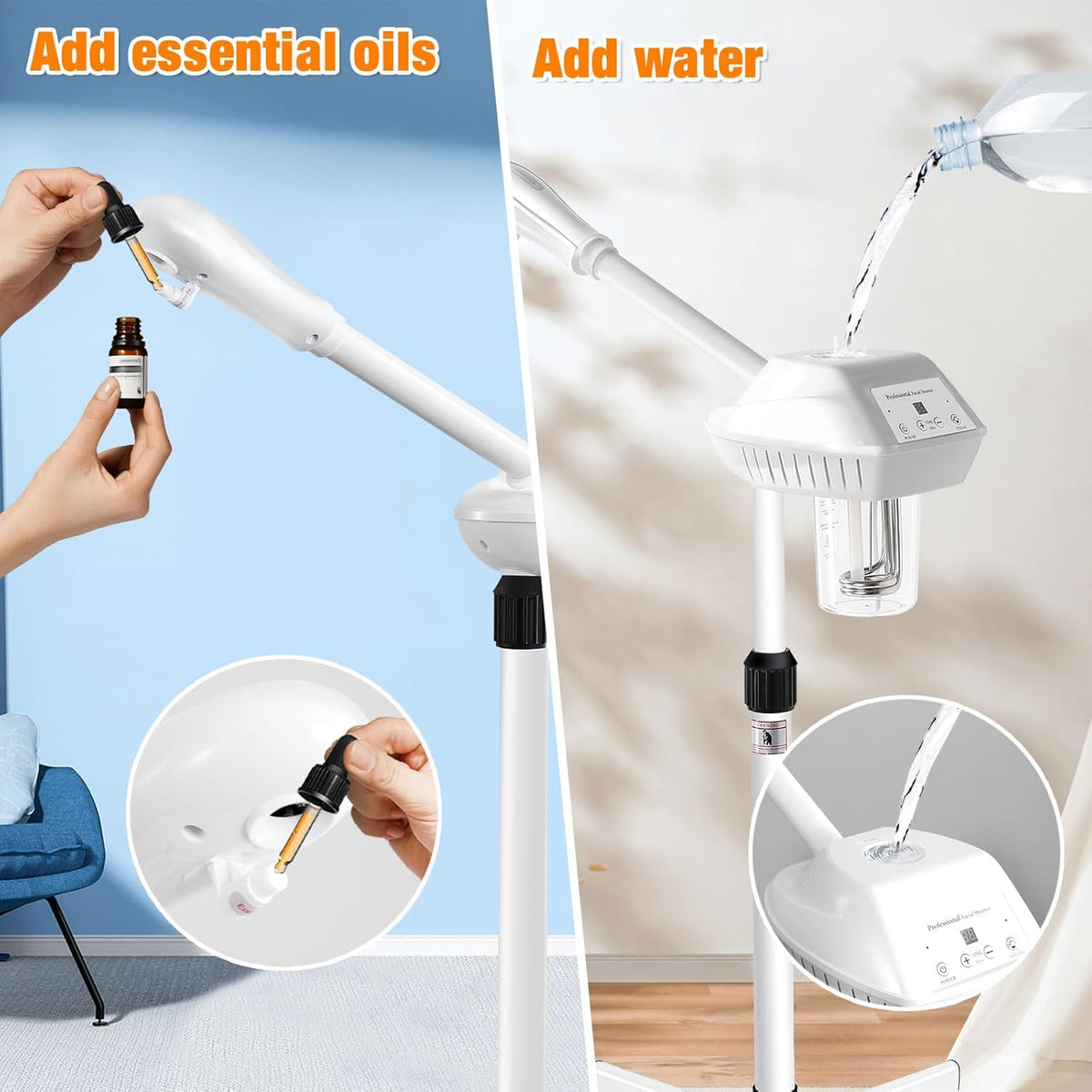 Professional Facial Steamer for Atomization Humidifier Atomizer, Adjustable Height and Angle, Face