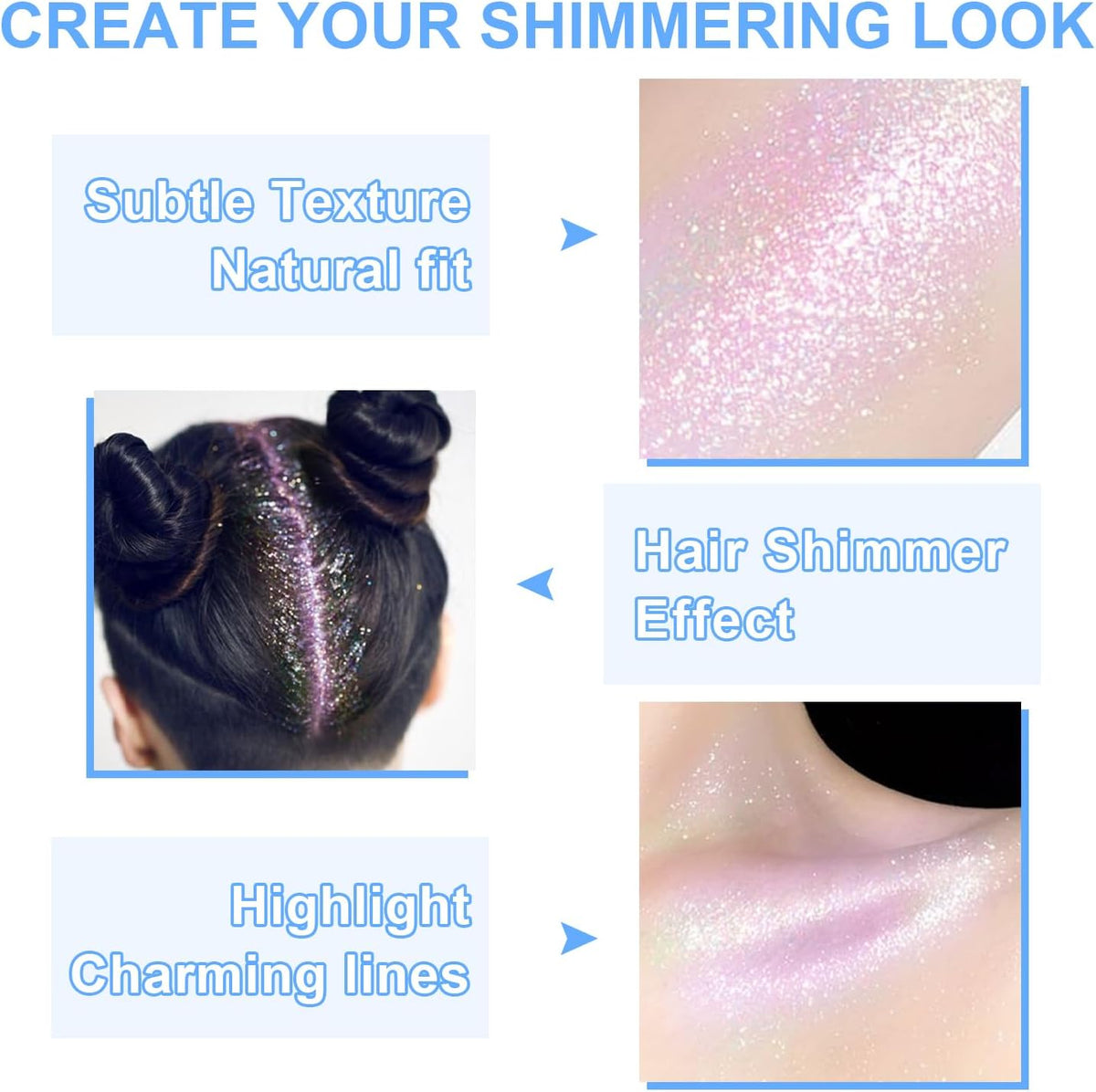 Hair and Body Glitter Spray, 1PC Hair Glitter Extra Fine Face Shimmer Powder for Clothes, Festival