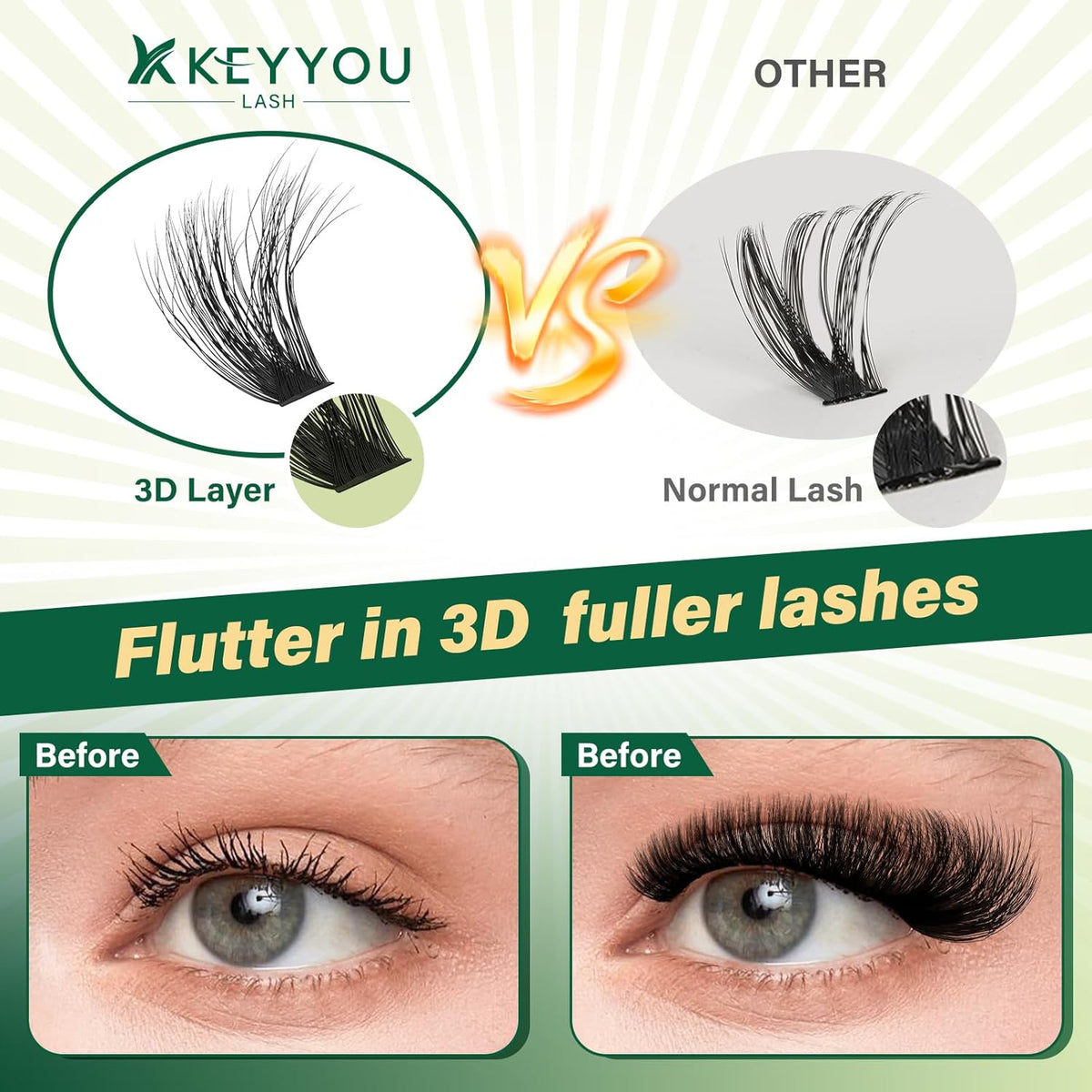 Clusters Kit 3D Effect Eyelash Clusters Kit 280pcs 100D D Curl 9-18MIX Individual Lashes Wispy