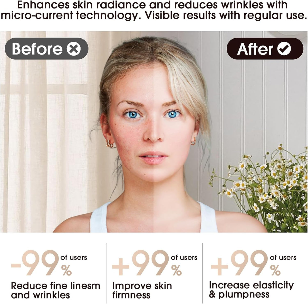 Face & Neck Massager | White LED Red-Light-Therapy-for-Face and Neck, Red Light Therapy Wand, 3
