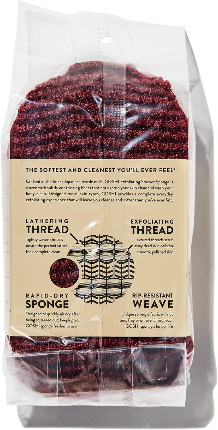 GOSHI Exfoliating Shower Sponge - Rip-Resistant, Rapid-Drying Exfoliating Bath Sponge for All Skin