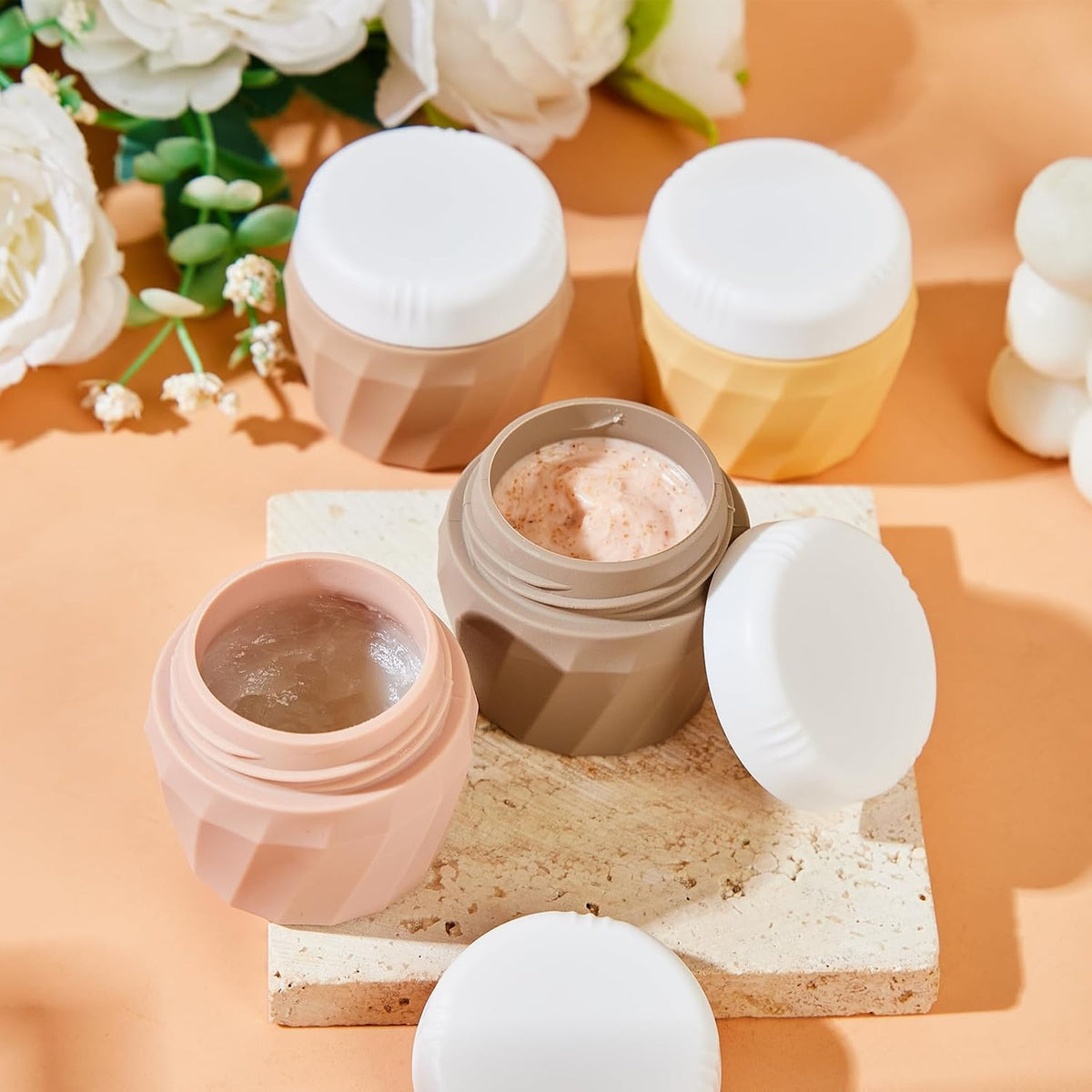 Travel Containers for Toiletries, Premium Silicone Cosmetic Cream Jars, TSA Approved Leak-Proof