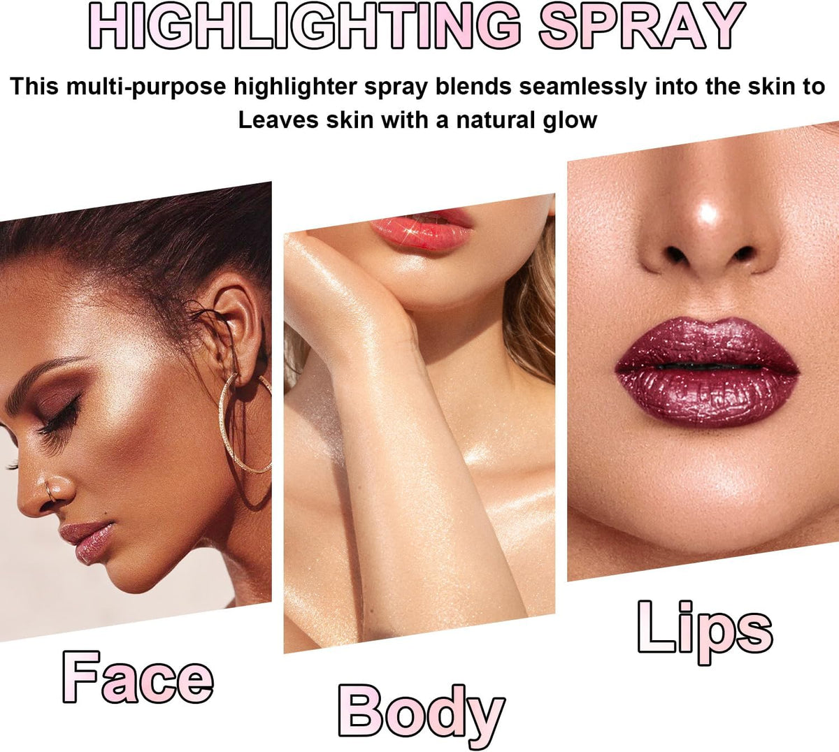 Hair and Body Glitter Spray, Holographic Glitter Highlighter Powder, Face Body Clothes Shiny