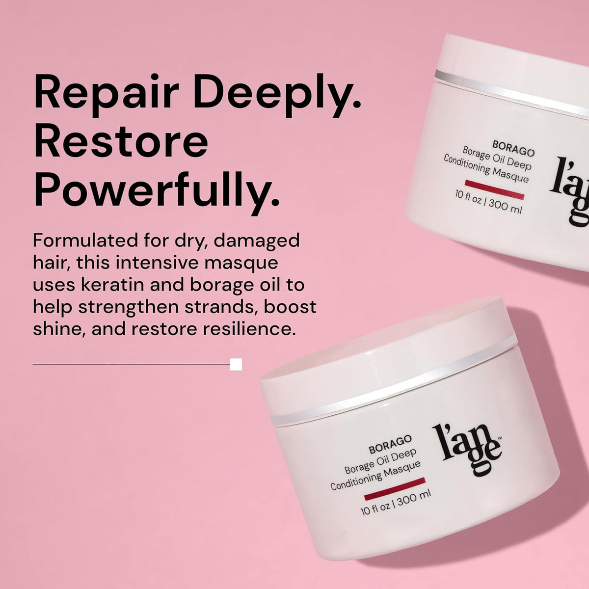L'ANGE HAIR Borago Deep Conditioning Masque with Borage Oil - 10 Oz Jar, Nourishes and Strengthens