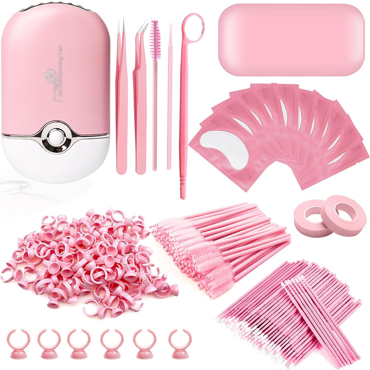 267 PCS Eyelash Extension Supplies Lash Extension Kit USB Air Conditioning Blower,Silicone