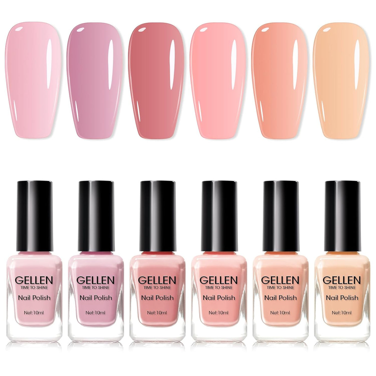 GELLEN Nude Nail Polish, Quick Air Dry Natural Traditional Regular Nail Polish 6 Colors Neutral Set