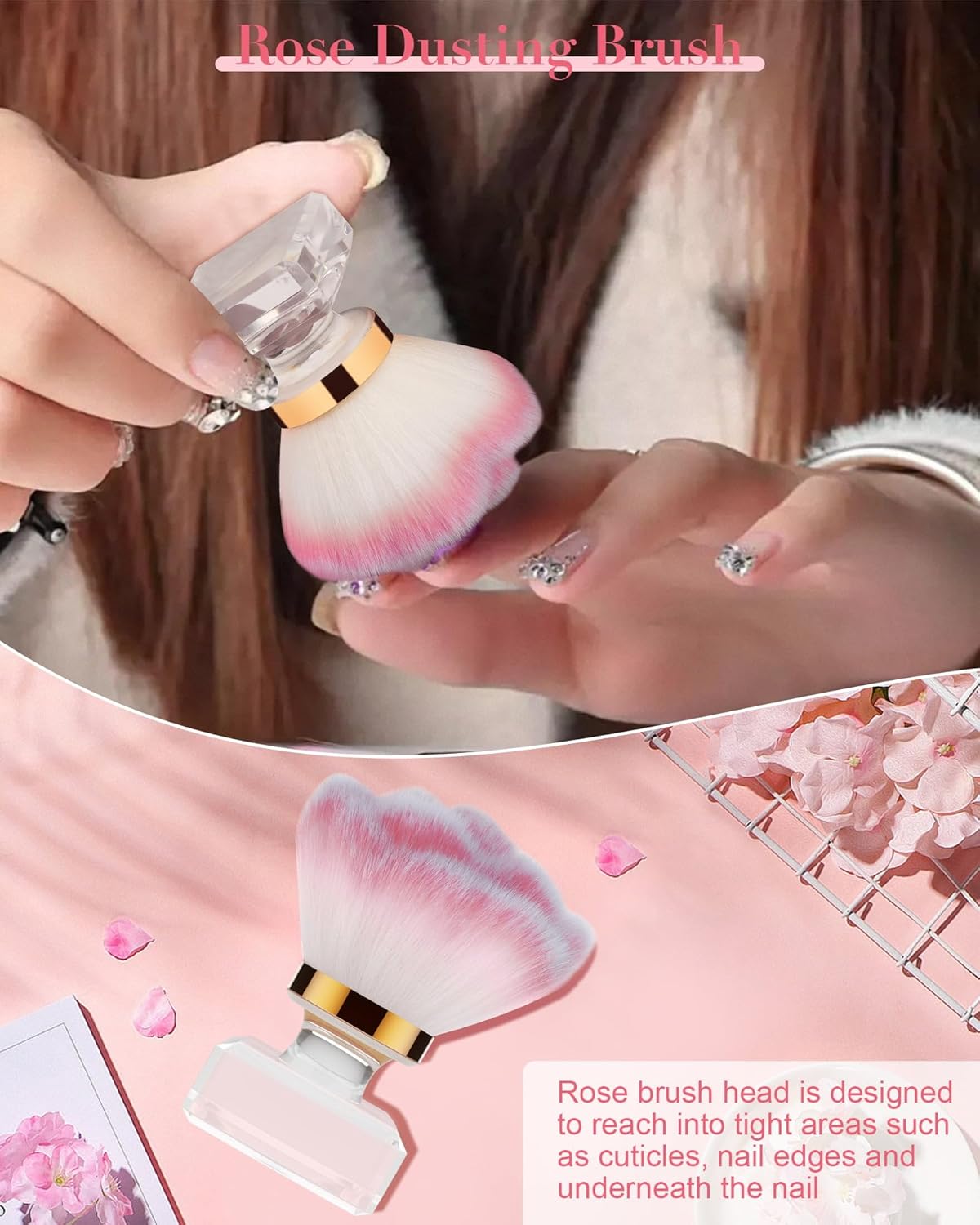 Rolybag Nail Dust Brush Dust Powder Remover Brush Nail Art Dust Cleaner Brush Fluffy Brush for Nail