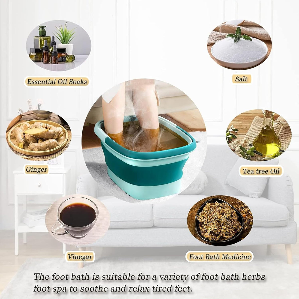 Collapsible Foot Spa Bath Massager for Dry Cracked Feet, Feet Soaking Tub with Massage Acupoint