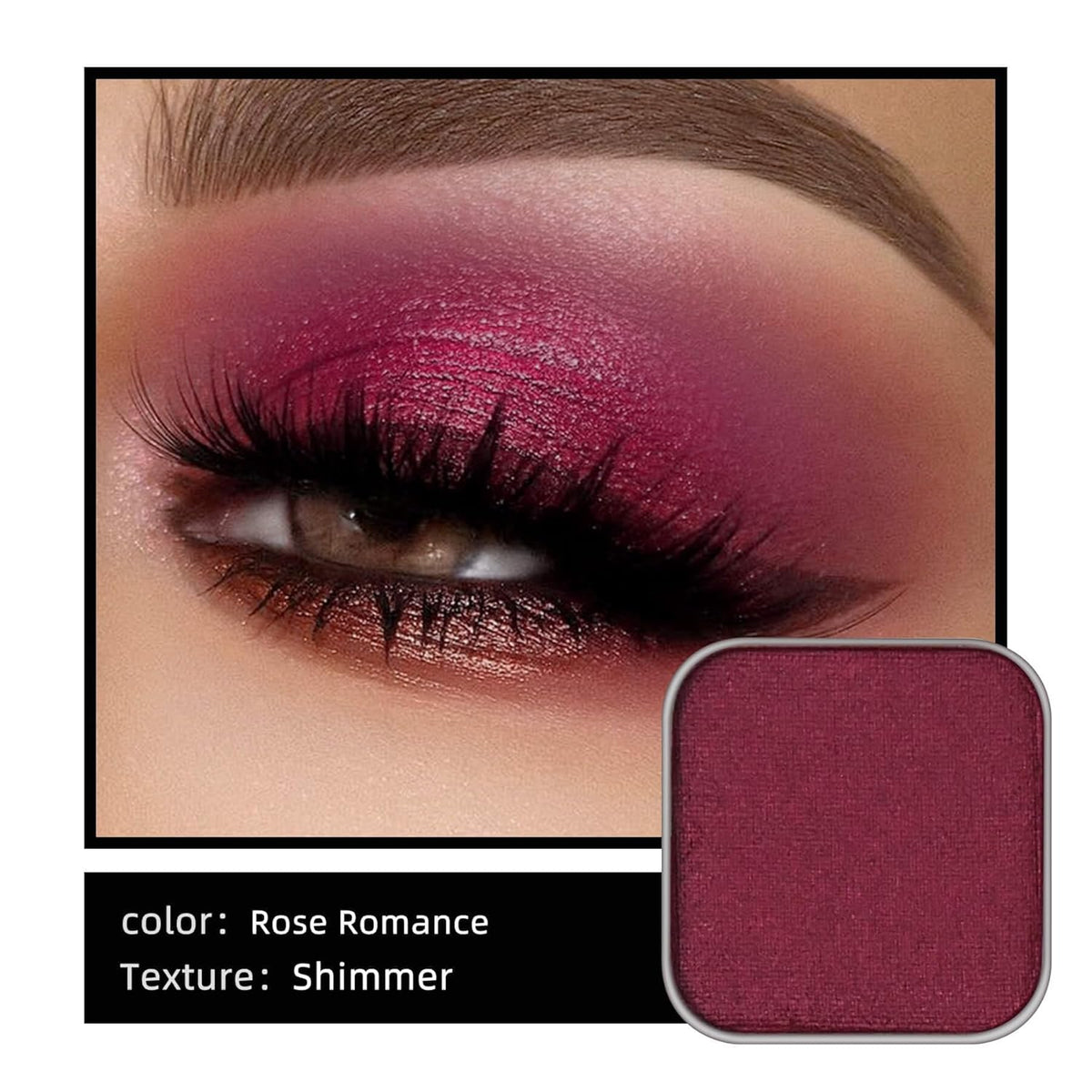 Shimmer Single Eyeshadow Refill – Plum Coloring, High Pigment, Long-lasting, No Fallout – Single