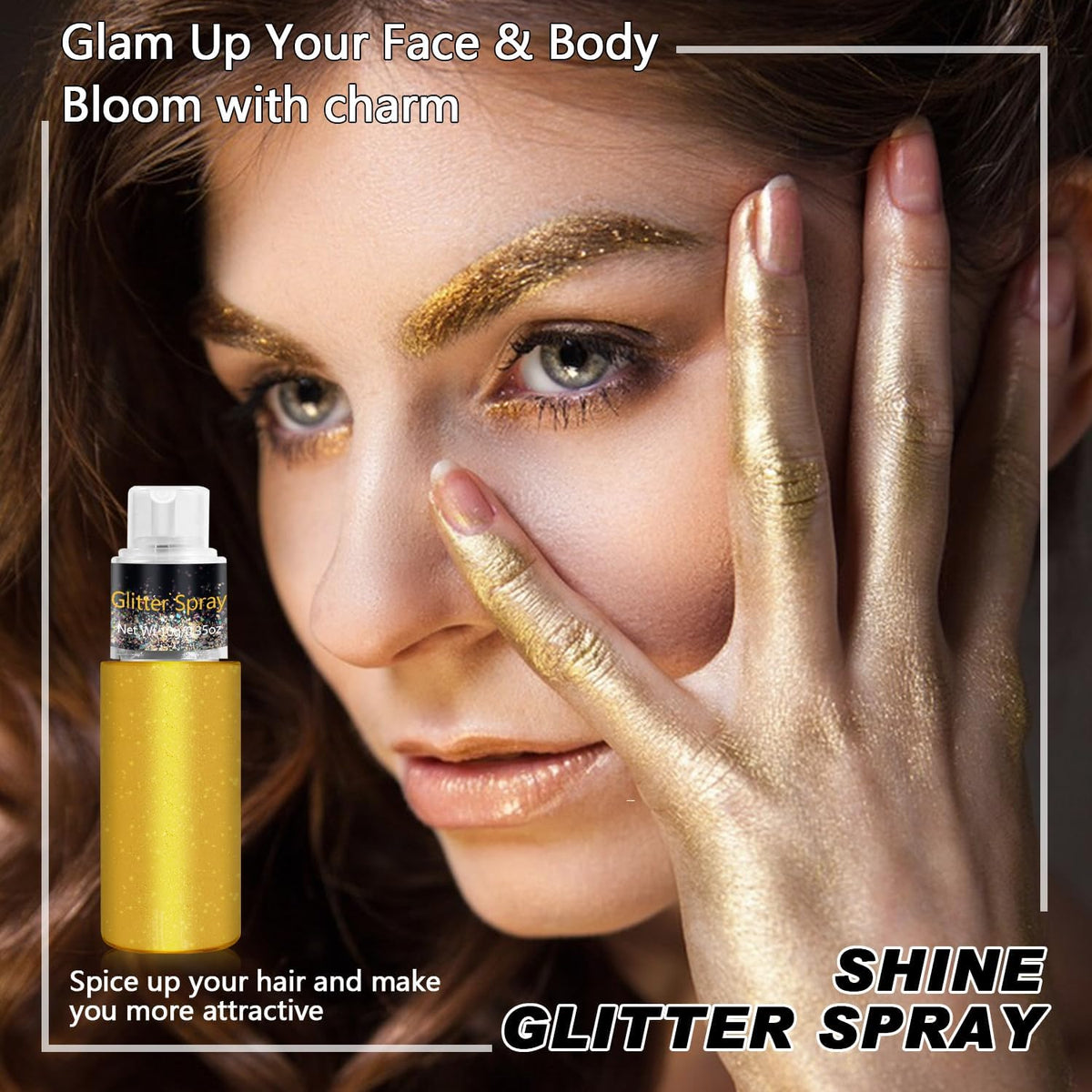 Hair and Body Glitter Spray, Holographic Glitter Highlighter Powder, Face Body Clothes Shiny