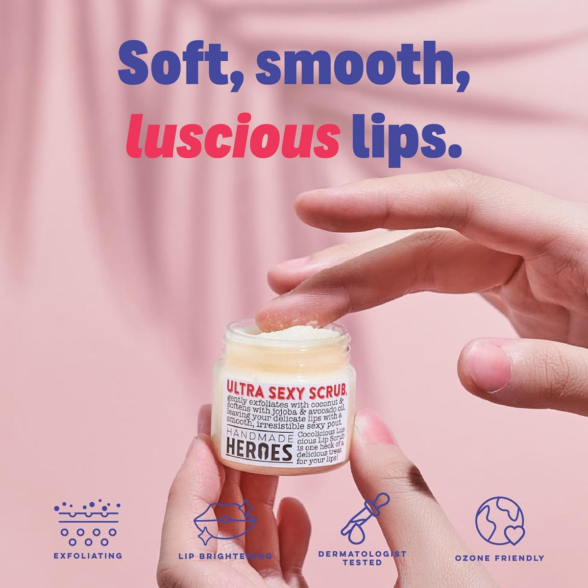 Handmade Heroes 100% Natural Coconut Lip Exfoliator & Lip Mask Gift Set - Gentle Exfoliant Sugar
