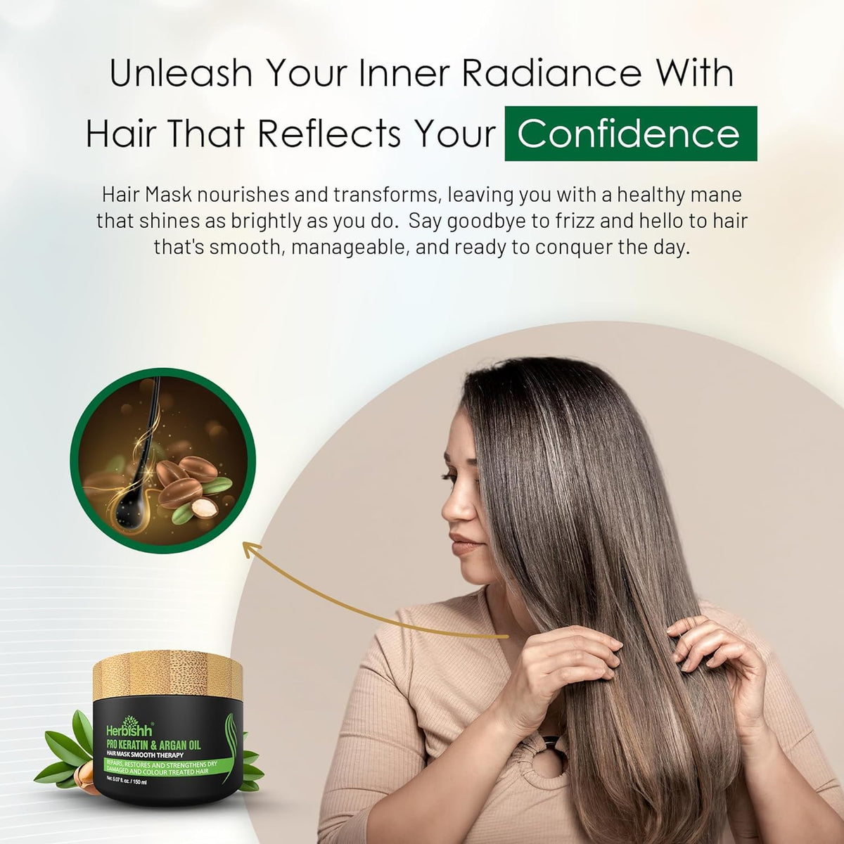 Herbishh Argan Hair Mask-Deep Conditioning & Hydration For Healthier Looking Hair- for very Dry