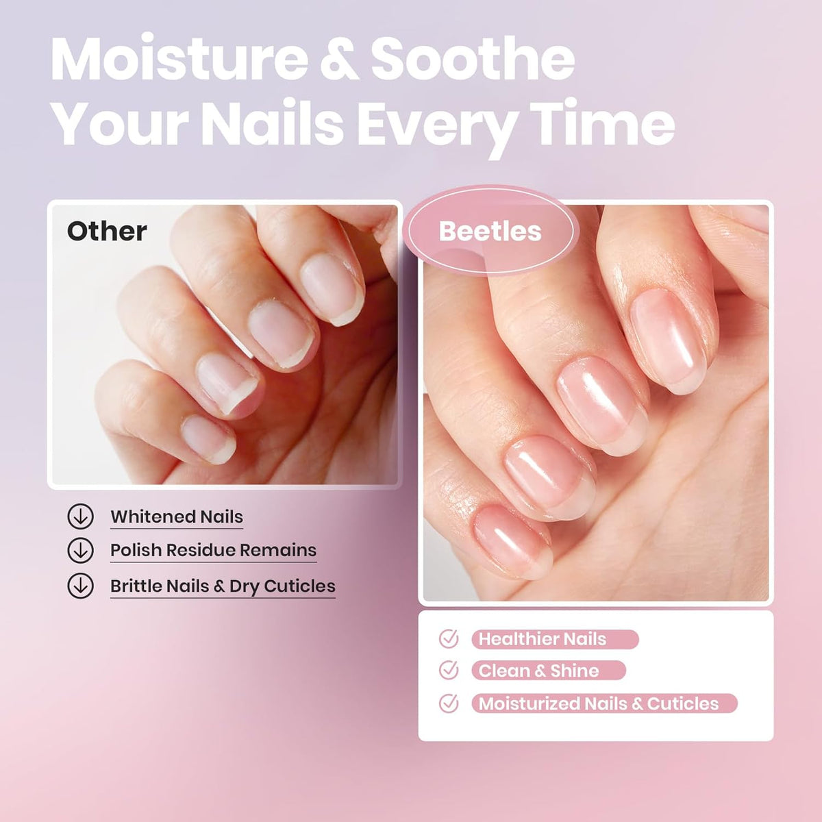 Beetles Non Acetone Nail Polish Remover - 0.67Fl Oz/20ML Controllable Nourishing Formula Acetone