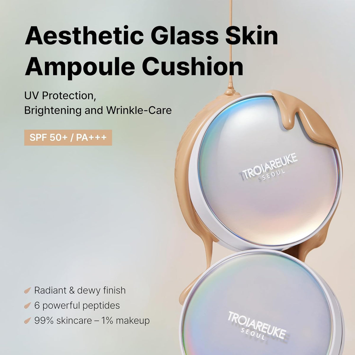 TROIAREUKE Seoul "Bridal" Cushion Foundation(#22, Yellow Beige), Korean Cushion Foundation