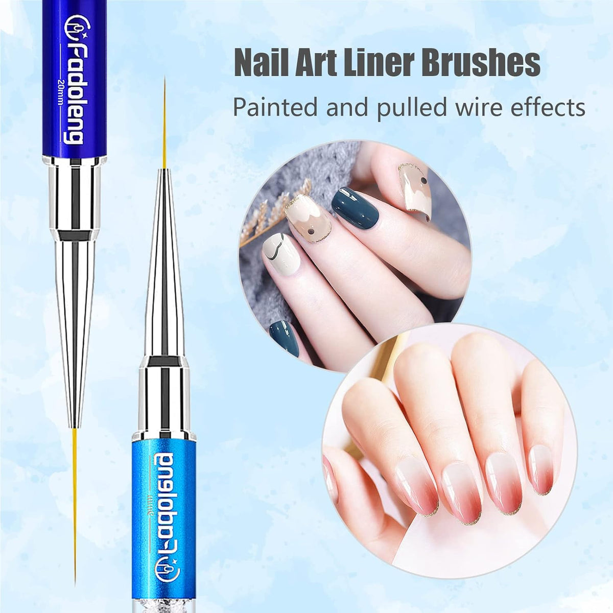 Nail Art Brushes, 7Pcs Nail Design Brushes for Salon at Home DIY Manicure with Nail Liner Brush and