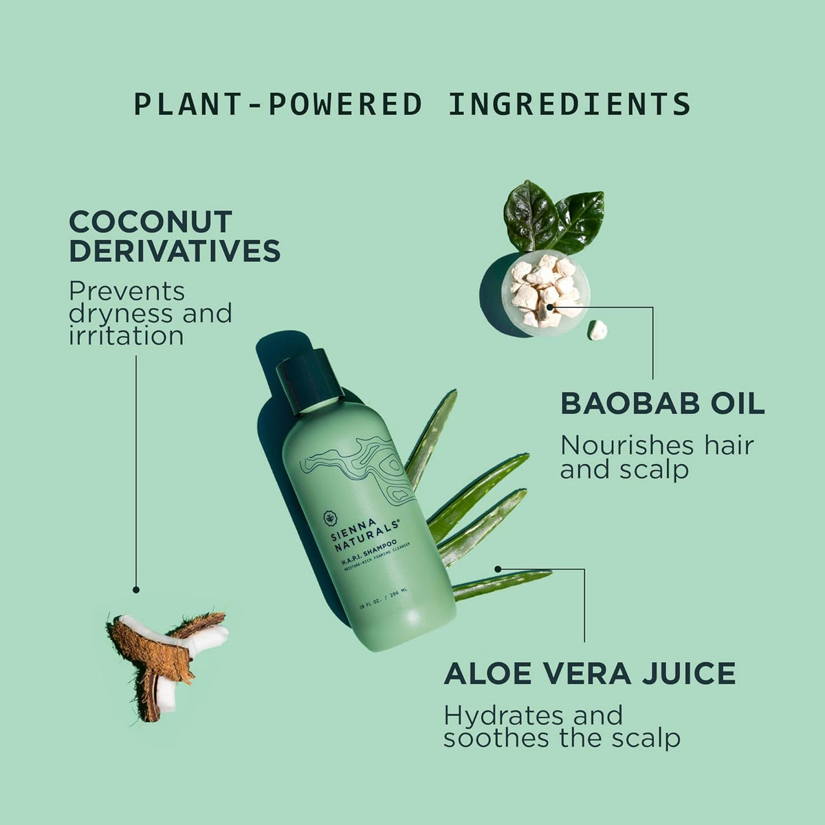 Sienna Naturals - HAPI Shampoo - Anti Frizz - Sulfate-Free, Scalp-Nourishing & Hydrating Cleanser