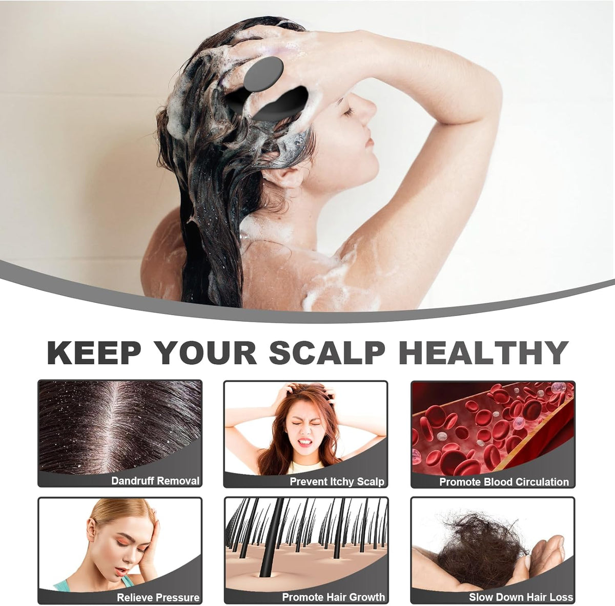 Silicone Scalp Massager, Scalp Scrubber for Hair Growth with Soft Bristles, Scalp Exfoliator Brush
