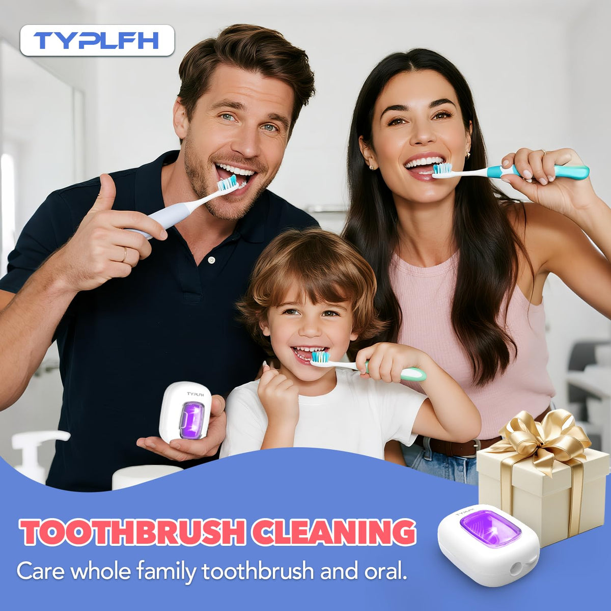 Toothbrush Sanitizer and Holder, TYPLFH Wall Mounted Toothbrush Covers Holders for Bathrooms