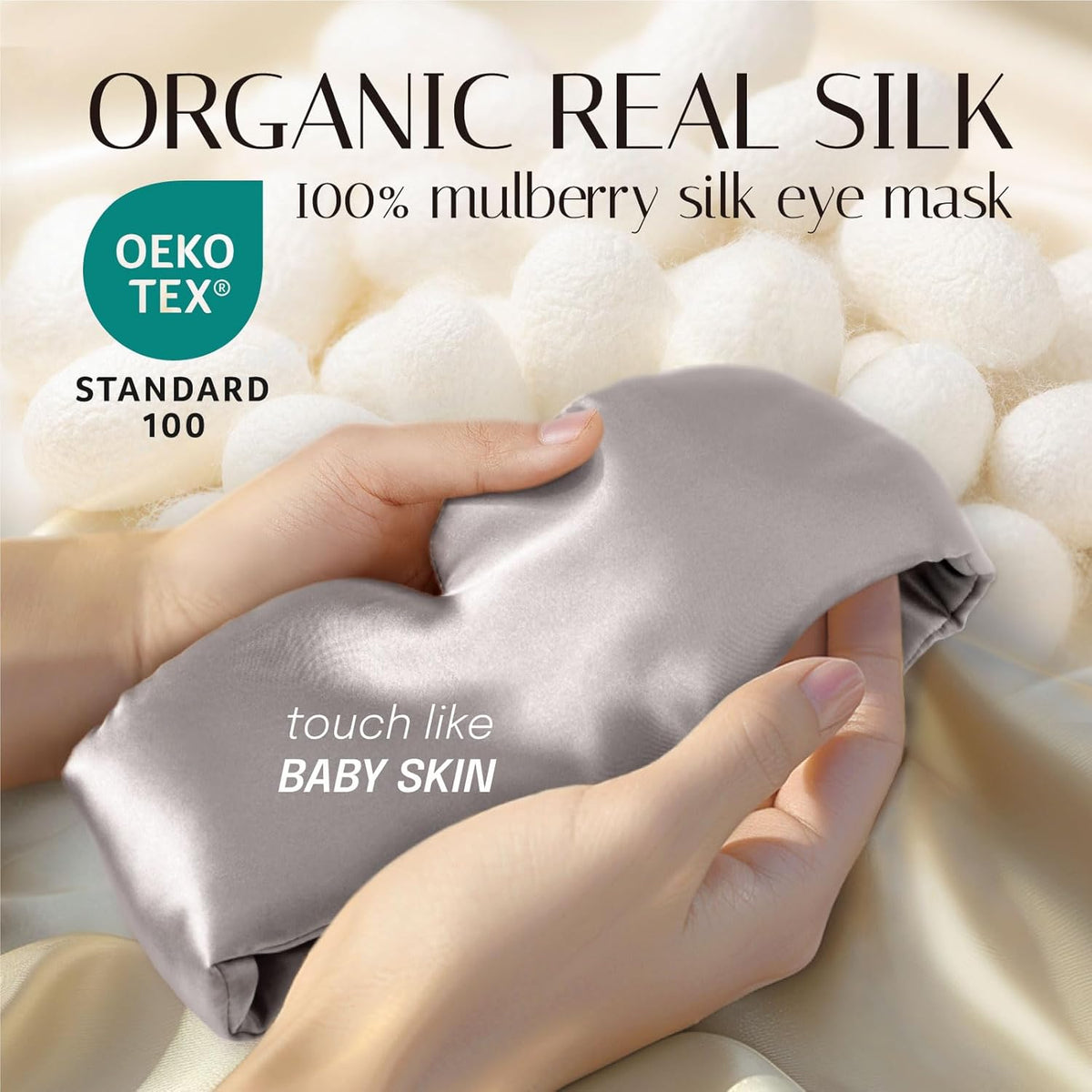 Silk Sleep Mask Soft Pressureless: 100% Mulberry Silk for Eye Skin Anti Wrinkles, Large Size for