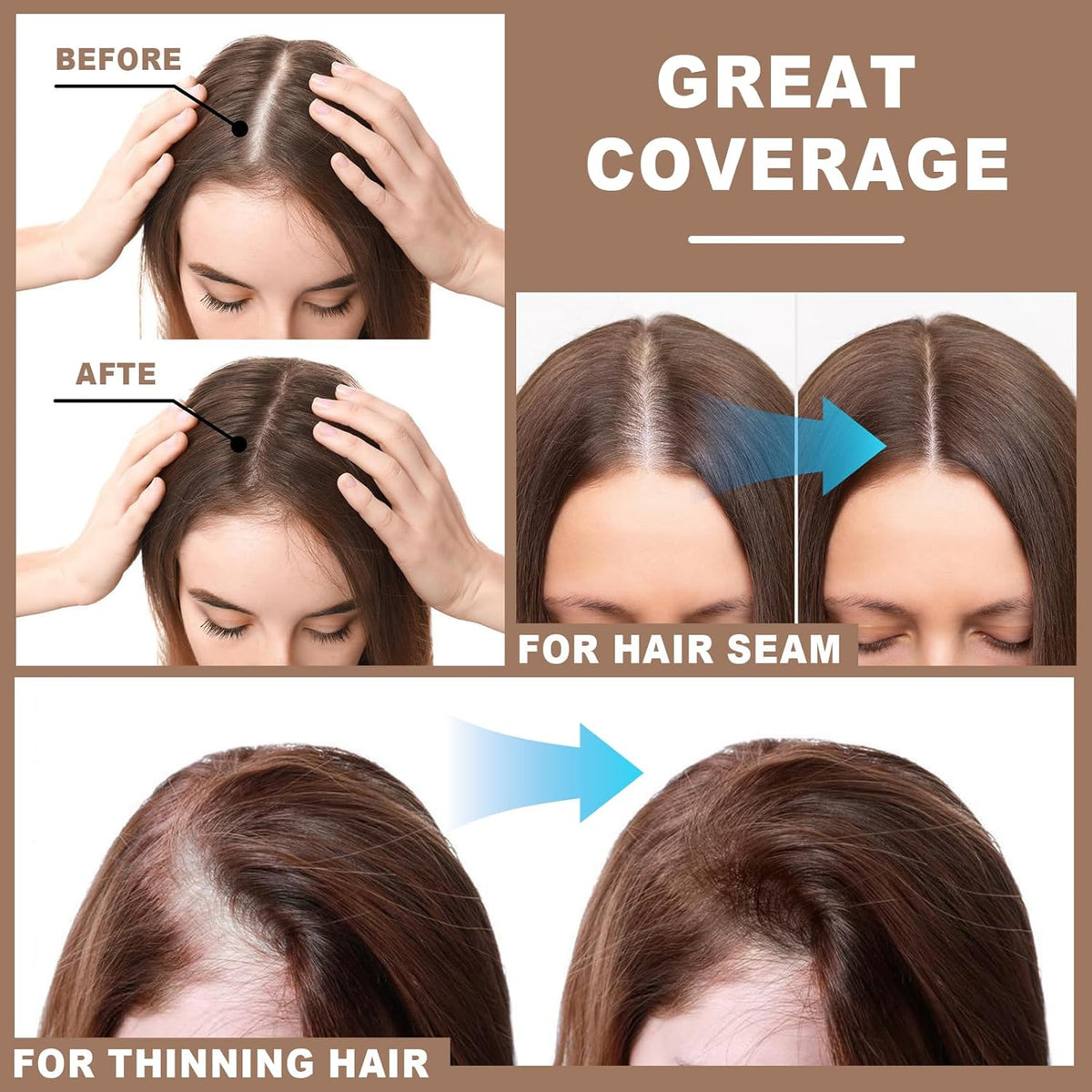 Root Touch Up Powder Instantly Conceals Hair Loss, Gray Root Cover Up Powder, Water & Sweat