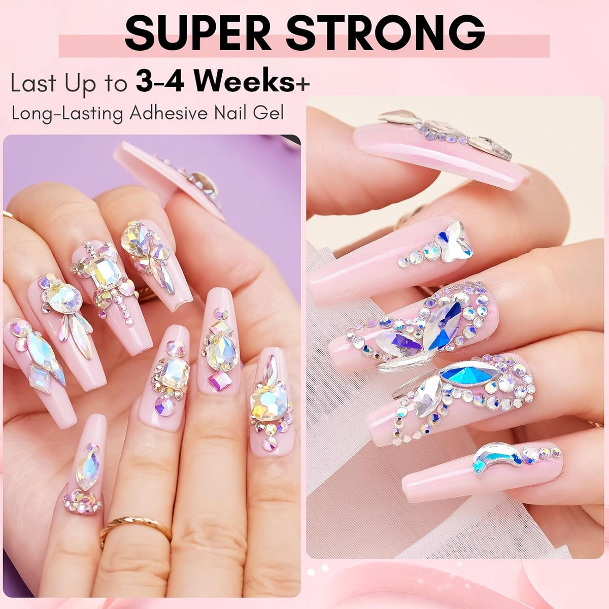 Makartt Nail Rhinestone Glue for Nails- 60ML Super Strong Gel Glue for Rhinestones, 3D Art Charm