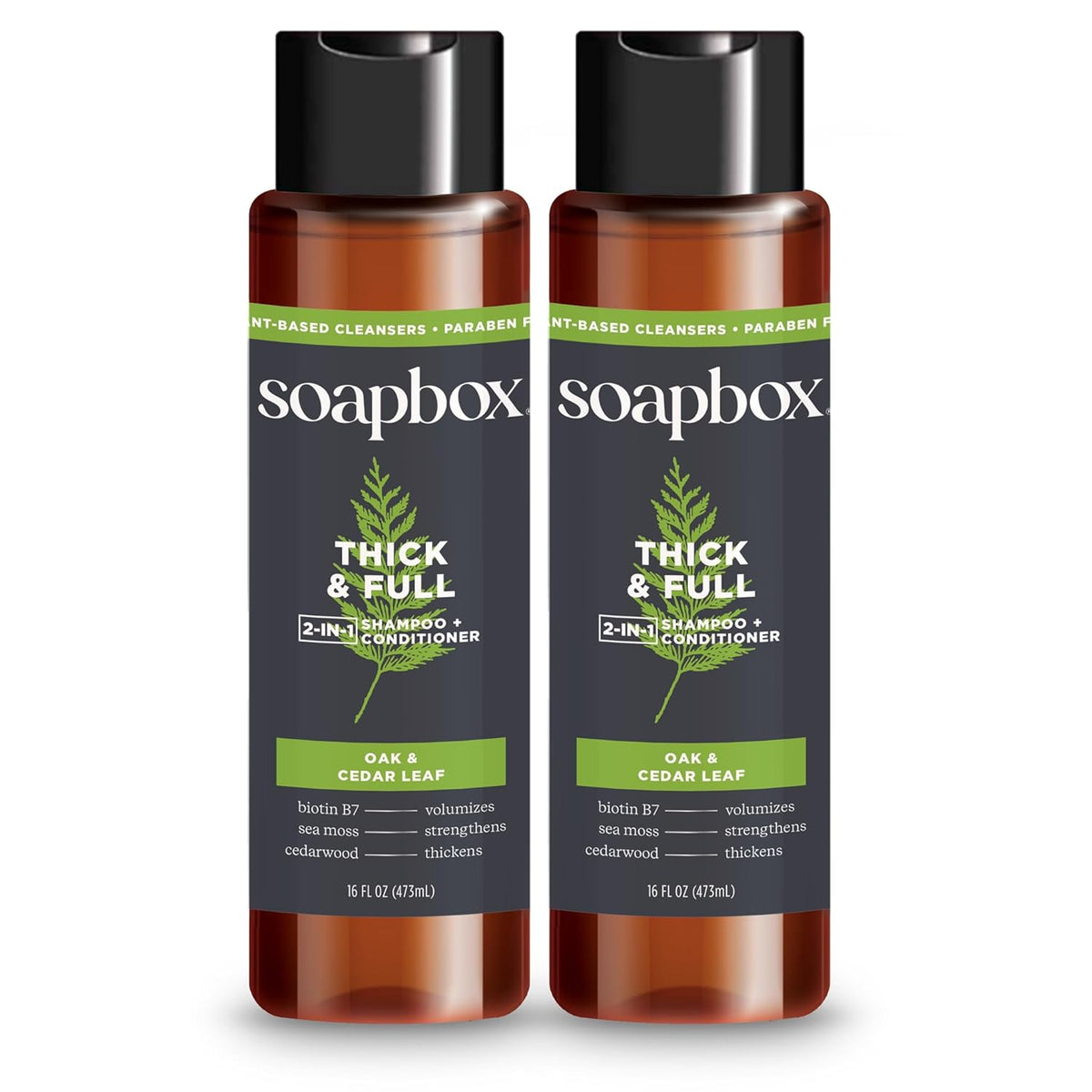Soapbox Men's Thick and Full 2 in 1 Shampoo and Conditioner Men, Natural Mens Shampoo and