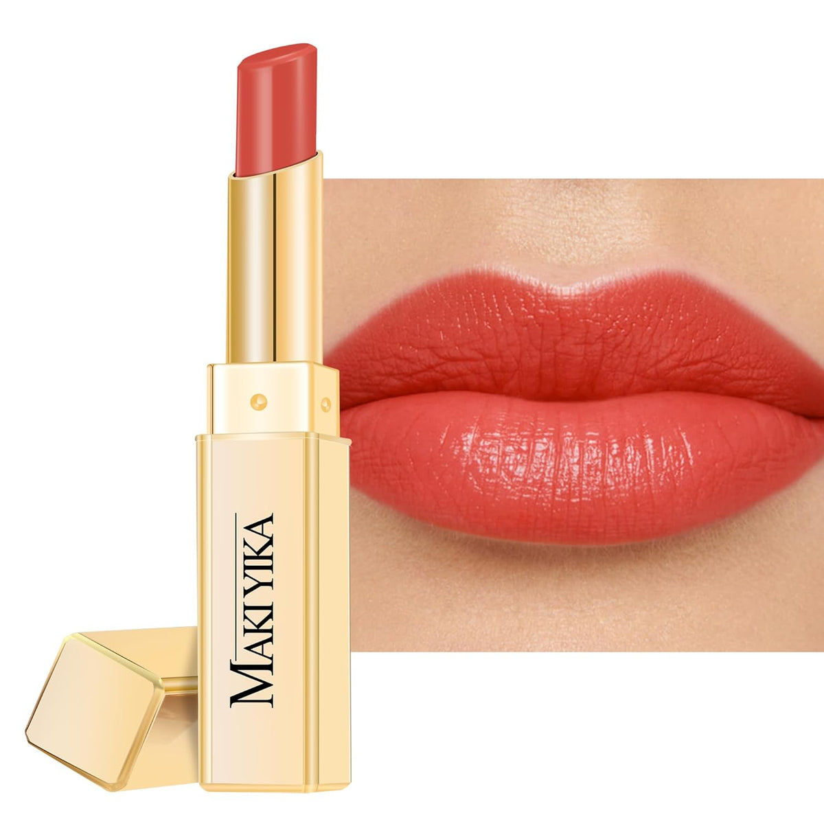 MAKI YIKA Moisture Coral Red Lipstick for Women Hydrate Lip Balm for Dry Cracked Lips Weightless