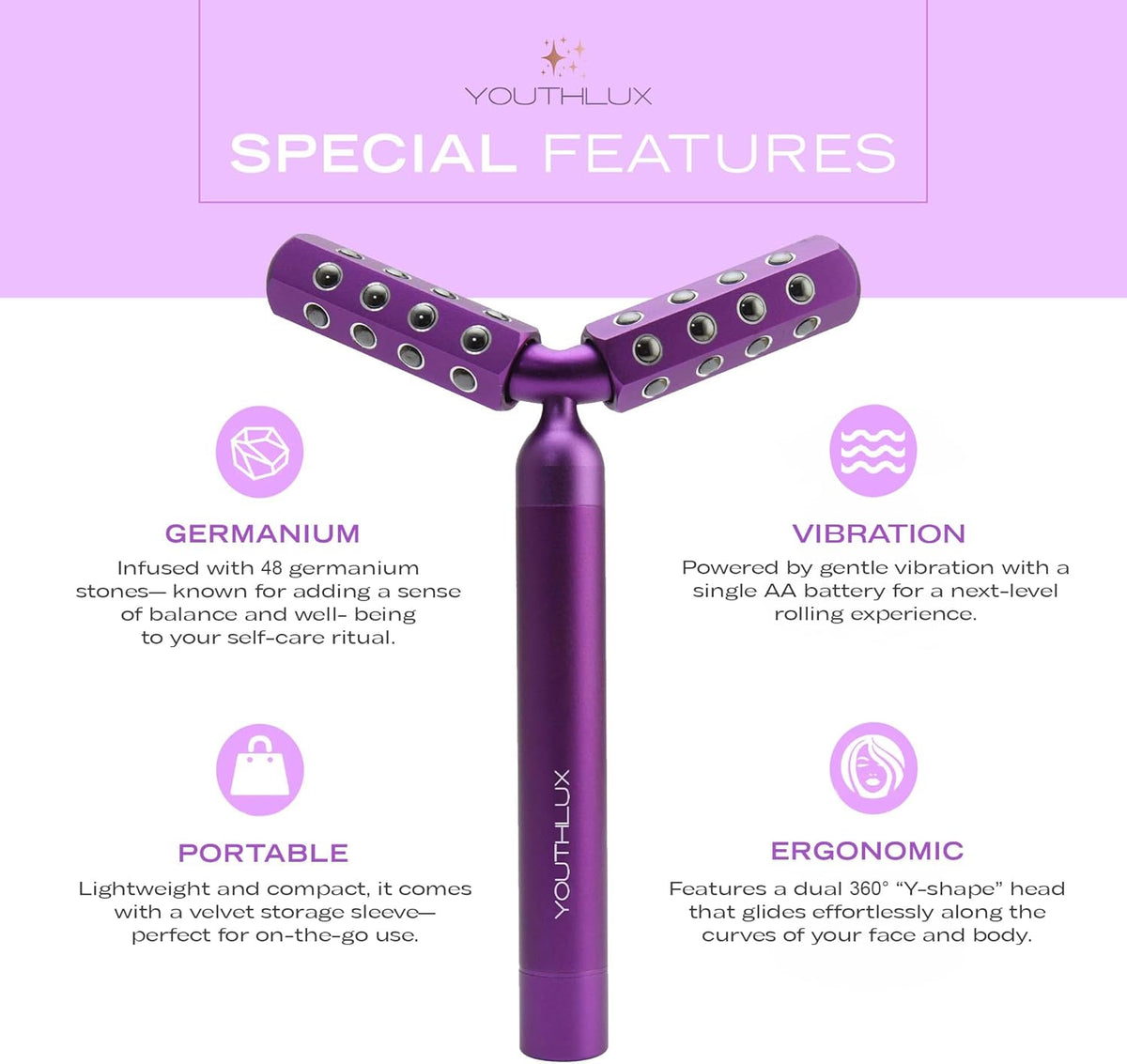 Revolution Roller - Germanium Stone Uplifting Face/Body Beauty Massage Tool/Roller/Wand for Skin