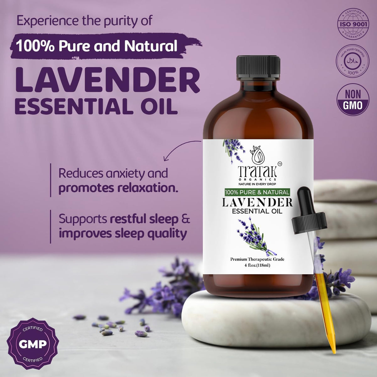 Lavender Essential Oil with Premium Dropper - Undiluted Essential Oil for Diffuser & Aromatherapy