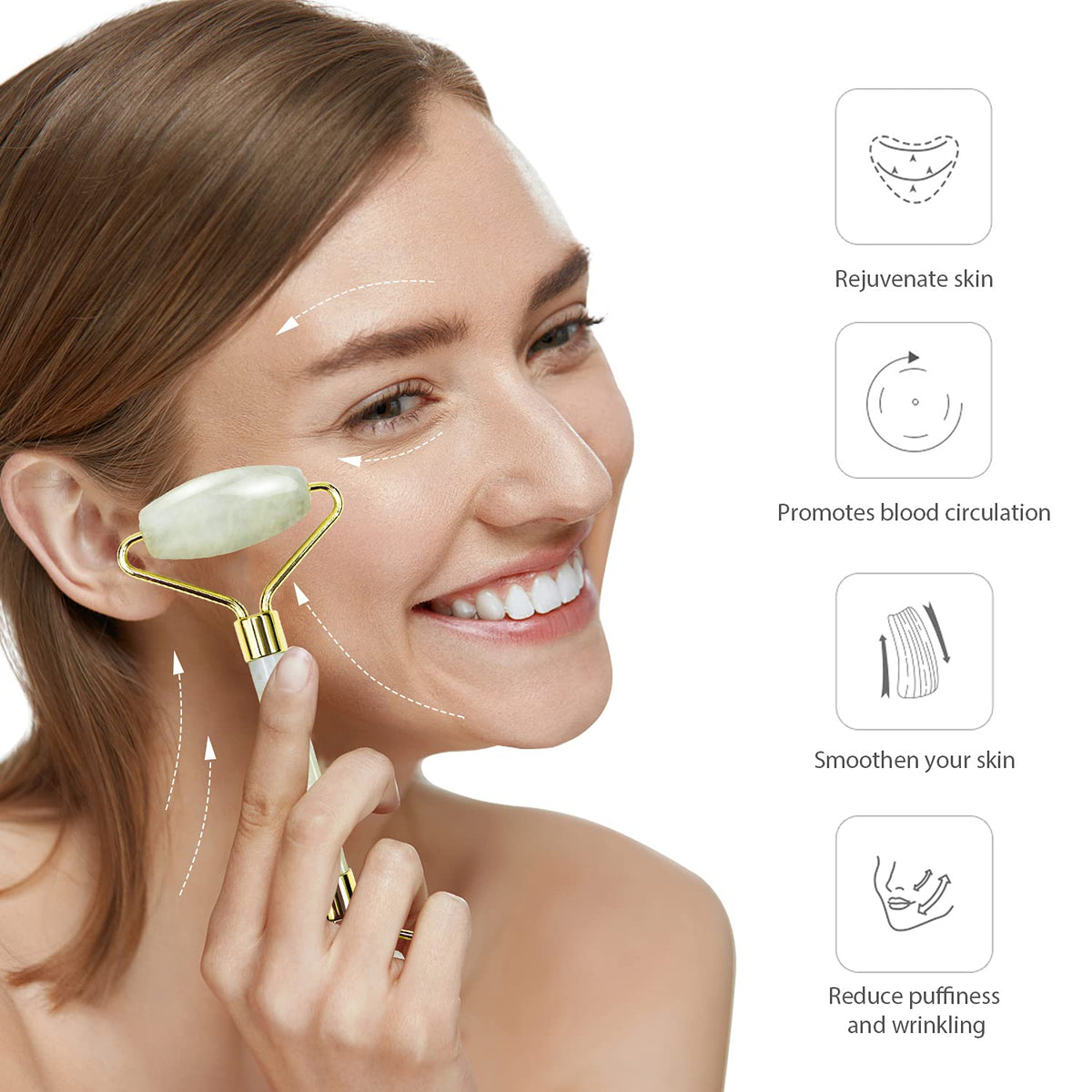 BAIMEI Jade Roller & Gua Sha Set Face Roller and Gua Sha Facial Tools for Skin Care Routine and
