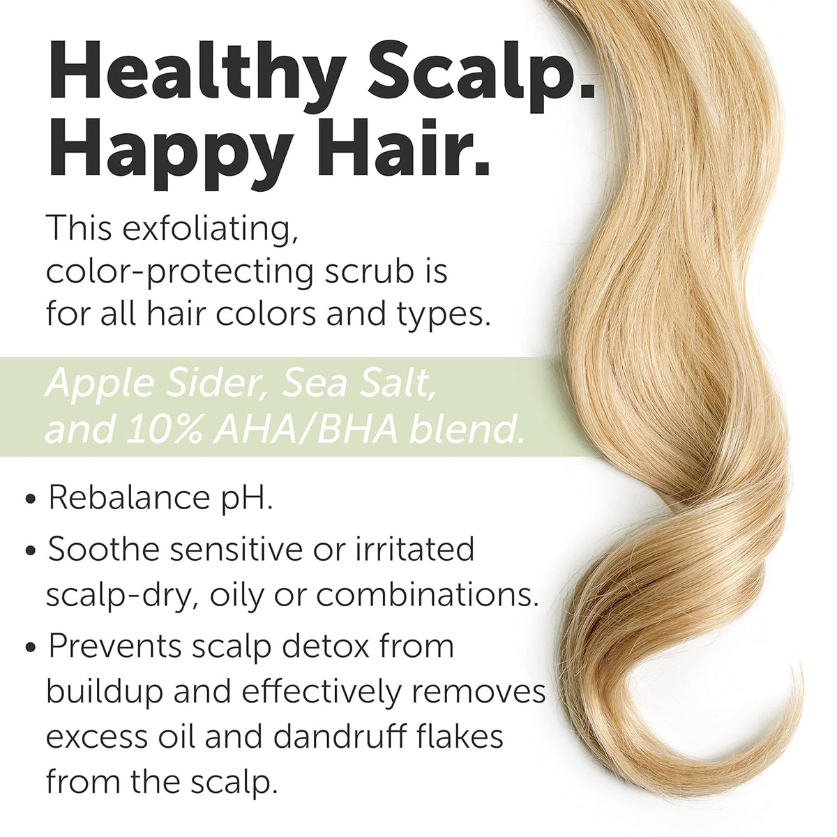 Apple Cider & Sea Salt Green Scalp Scrub Sulfate-Free | 10% AHA & BHA | Exfoliating Hair & Scalp