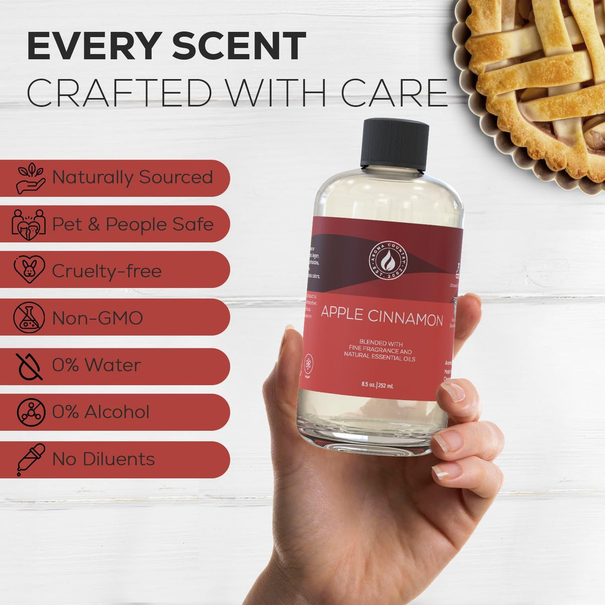 Aroma Country Apple Cinnamon Diffuser Oil - Luxury Essential Oils for Diffuser Refill & Air