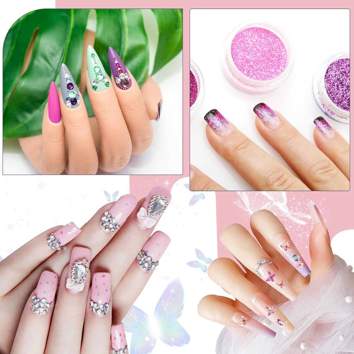 Acrylic Nail Kit, Acrylic Nail Set with Drill and UV Light,Professional Colored Acrylic Nail Powder