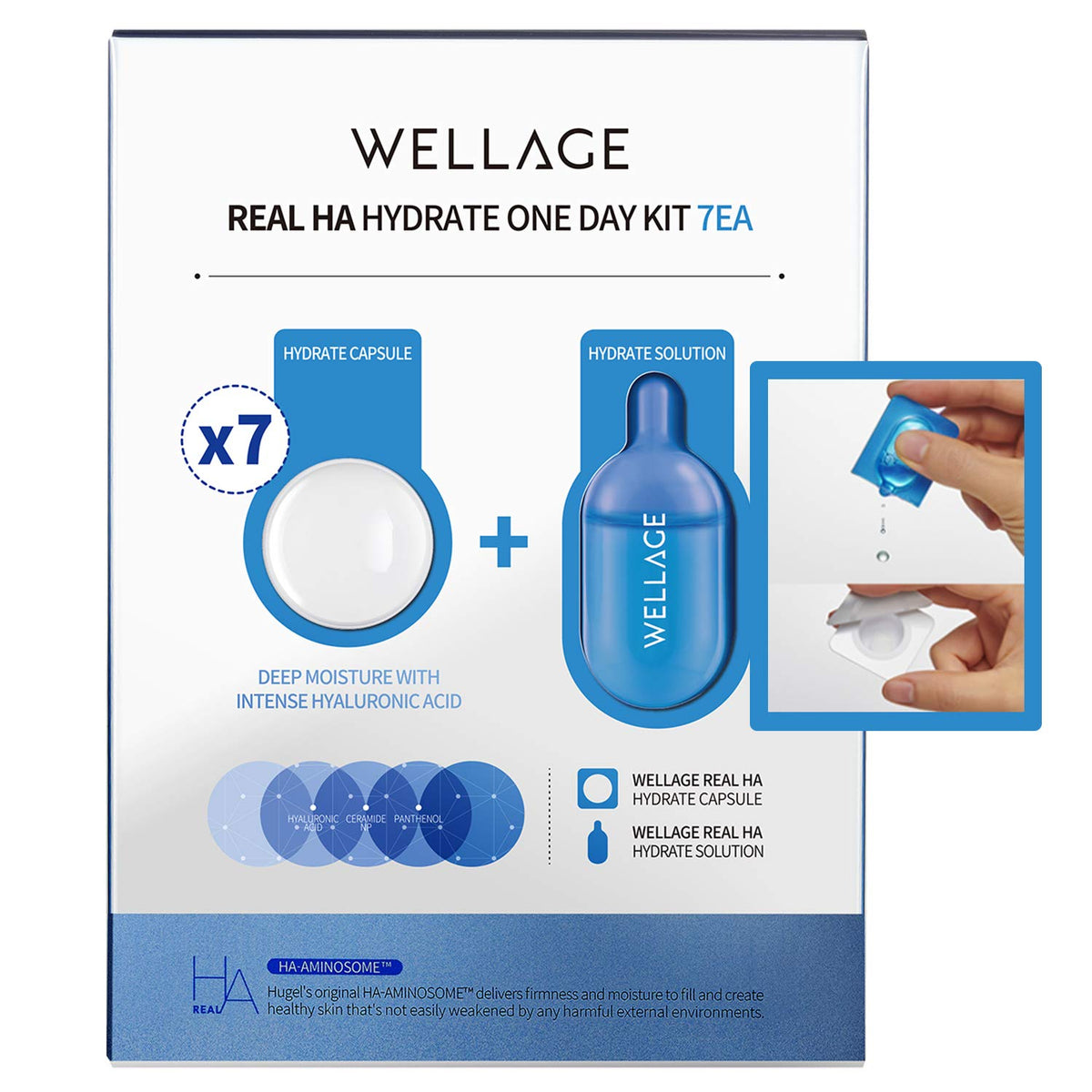 WELLAGE Real Hyaluronic Acid Hydrate One Day Kit Serum 7ea, Korean Beauty Secret Ampoule, High