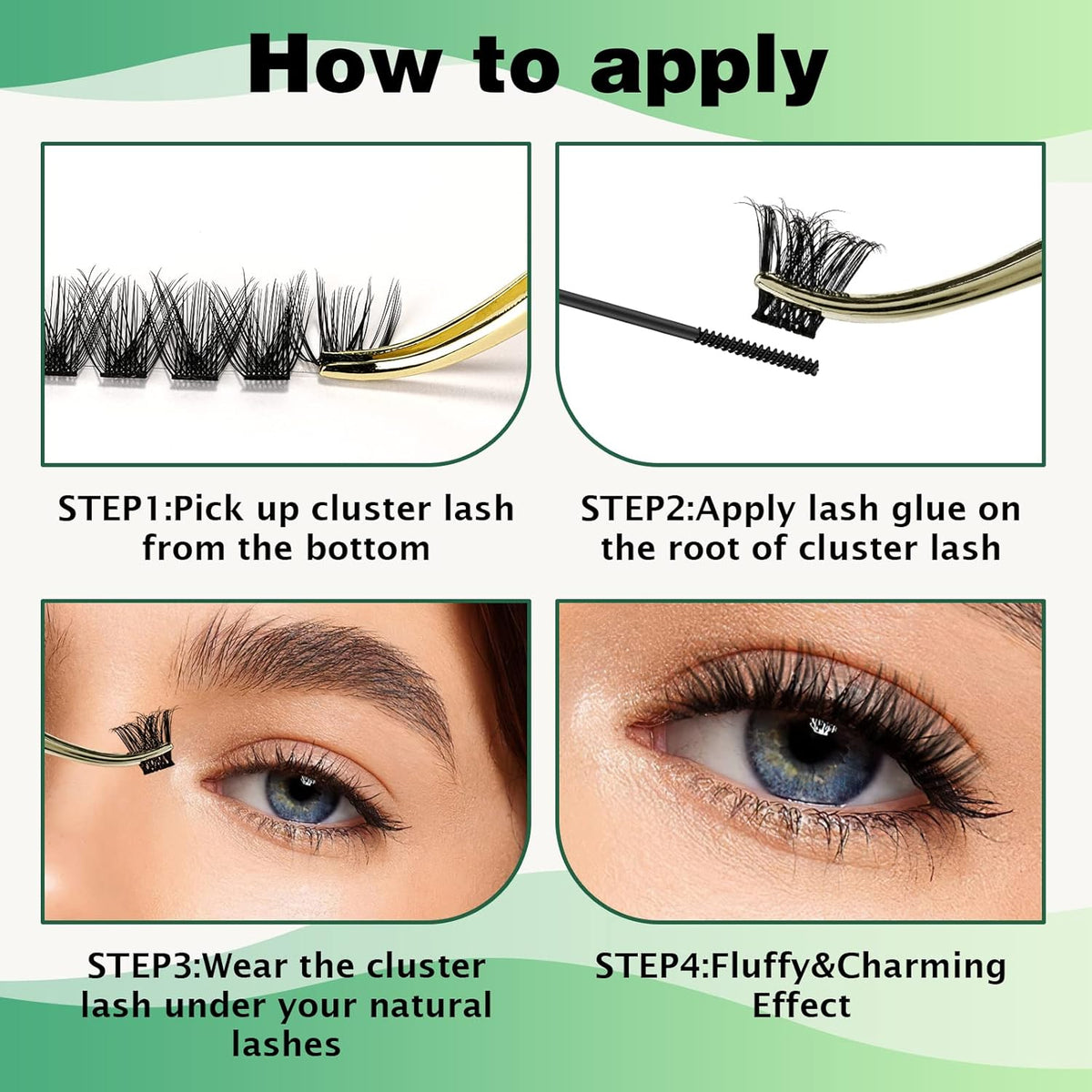 Lash Clusters 96pcs Individual Lashes Y03 D Curl 14mm Cluster Lashes KEYYOU Volume Wispy Lash