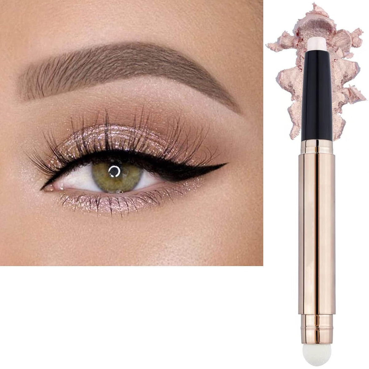 Light Gold Eyeshadow Stick Makeup, Waterproof Hypoallergenic Long Lasting Crayon, Glitter Primer