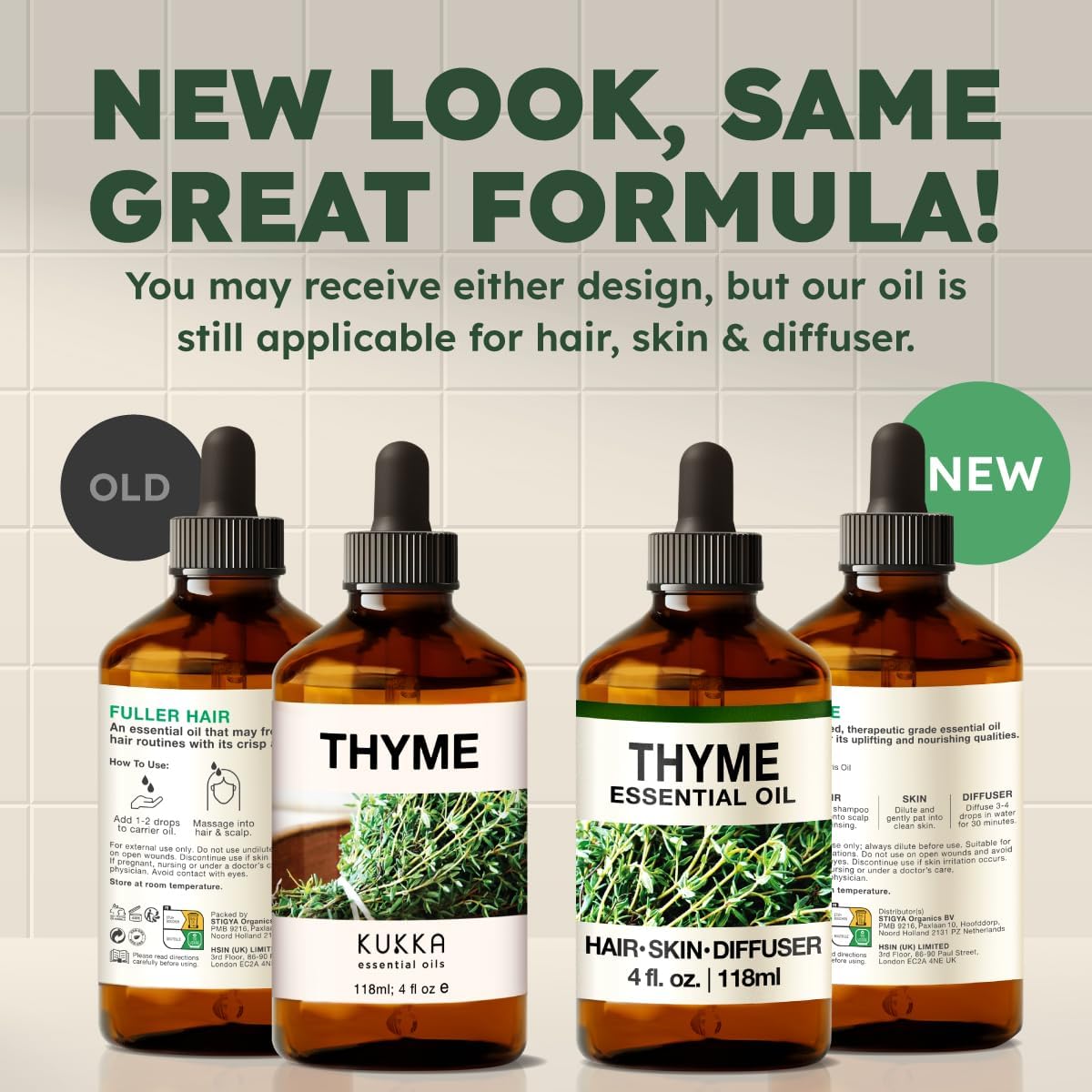 Kukka Thyme Essential Oil for Hair, Skin & Diffuser - 4 Fl Oz - Thyme Oil, Herbaceous Scent, for