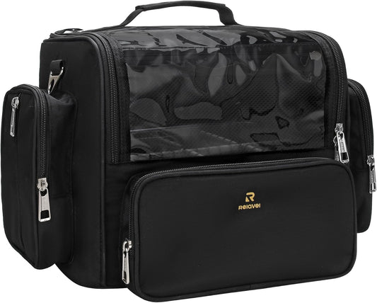 Makeup Brush Bag, Clear Makeup Brush Holder with Lid, Extra Large Capacity Travel Cosmetic Bag