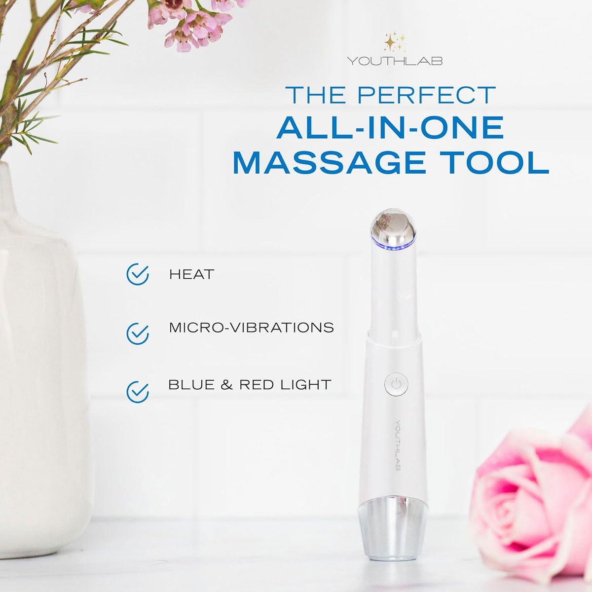 Eye & Face Wand/Tool – Heated Eye Wand with Vibration for Puffiness, Tired Eyes, Brighter Under