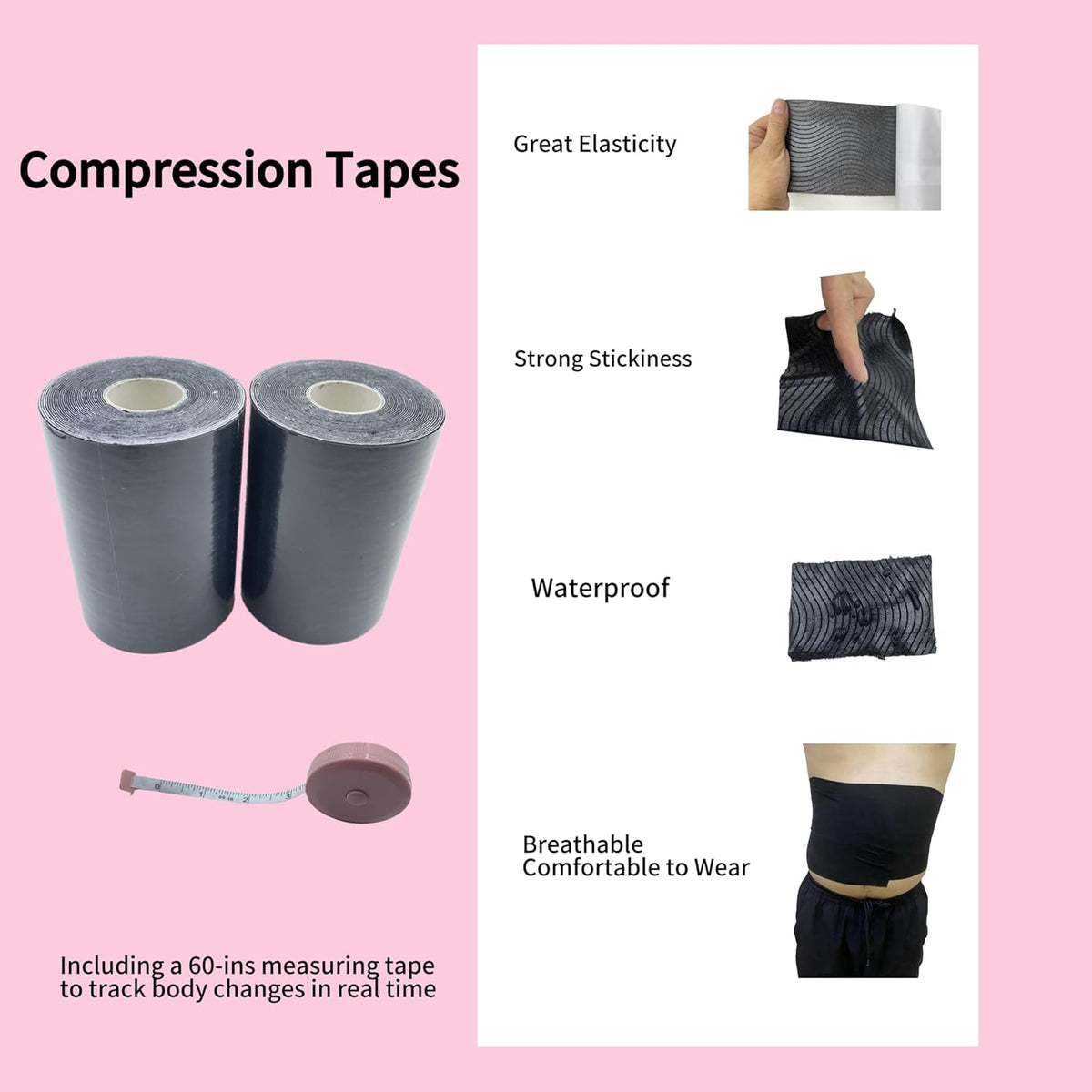 Body Stomach Compression Tape- Extra Wide Kaotic Magic Tape for Workout& Sweater Enhancer& Skin