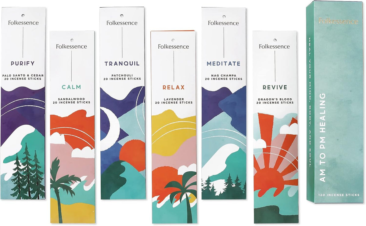 Folkulture Incense Sticks for Home | Set of 6 (120 Non Toxic Insence-Sticks) with 45 Mins Burn Time
