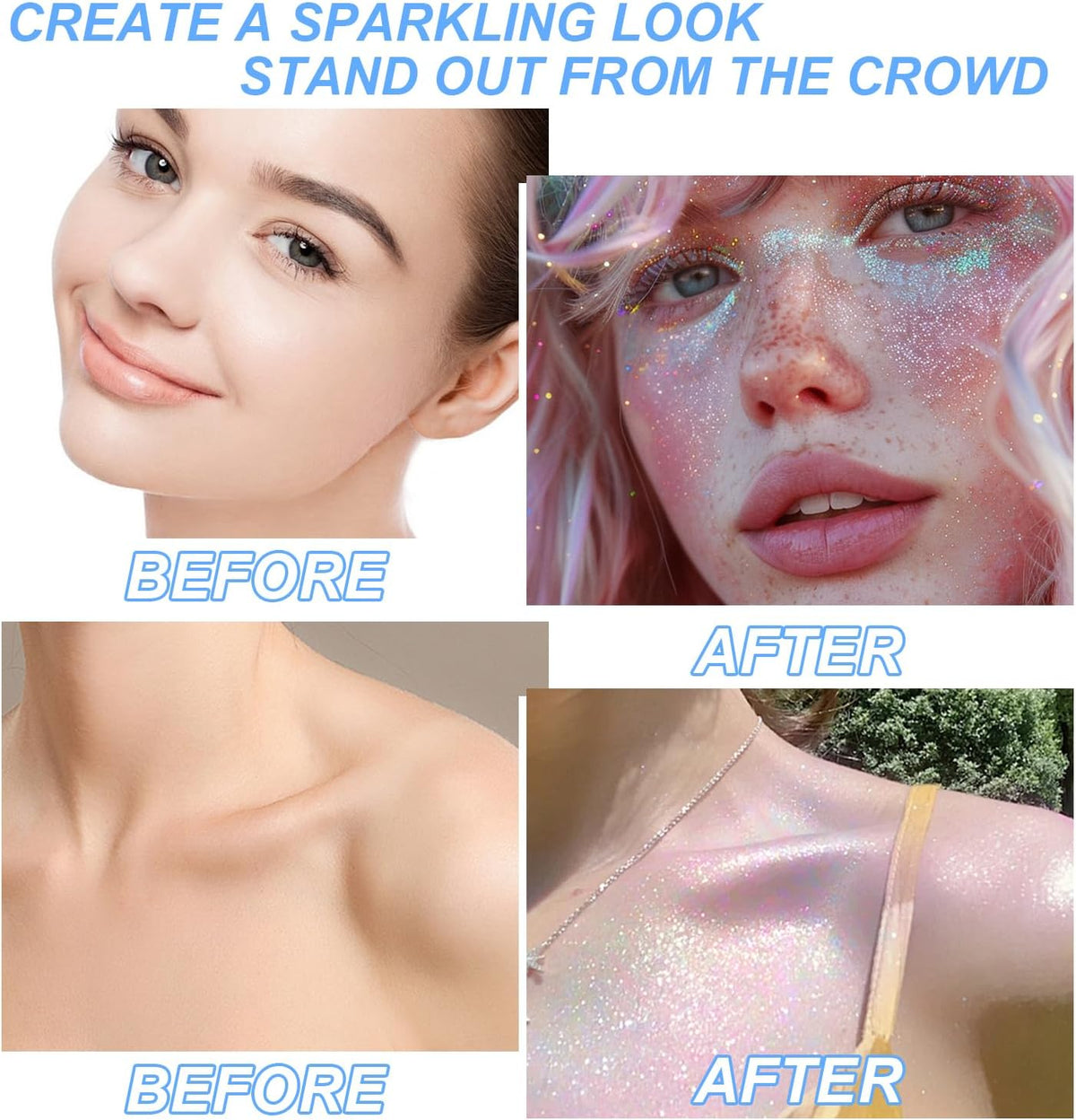 Hair and Body Glitter Spray, 1PC Hair Glitter Extra Fine Face Shimmer Powder for Clothes, Festival