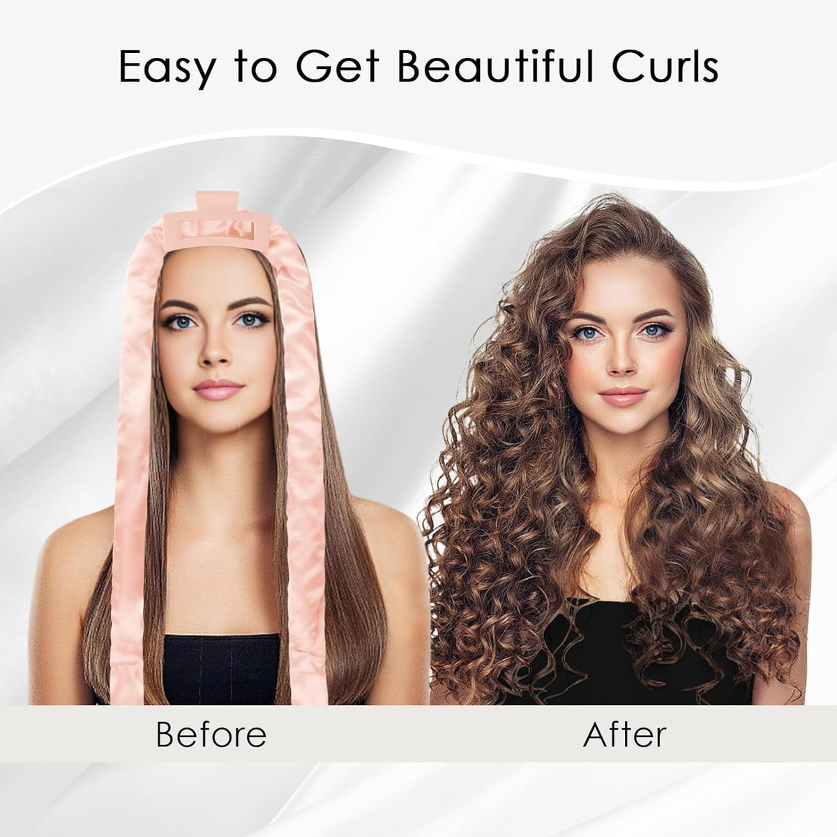 weiwei Satin Heatless Curls Overnight Hair Curler Headband, No Heat Curls Overnight Hair Curlers to