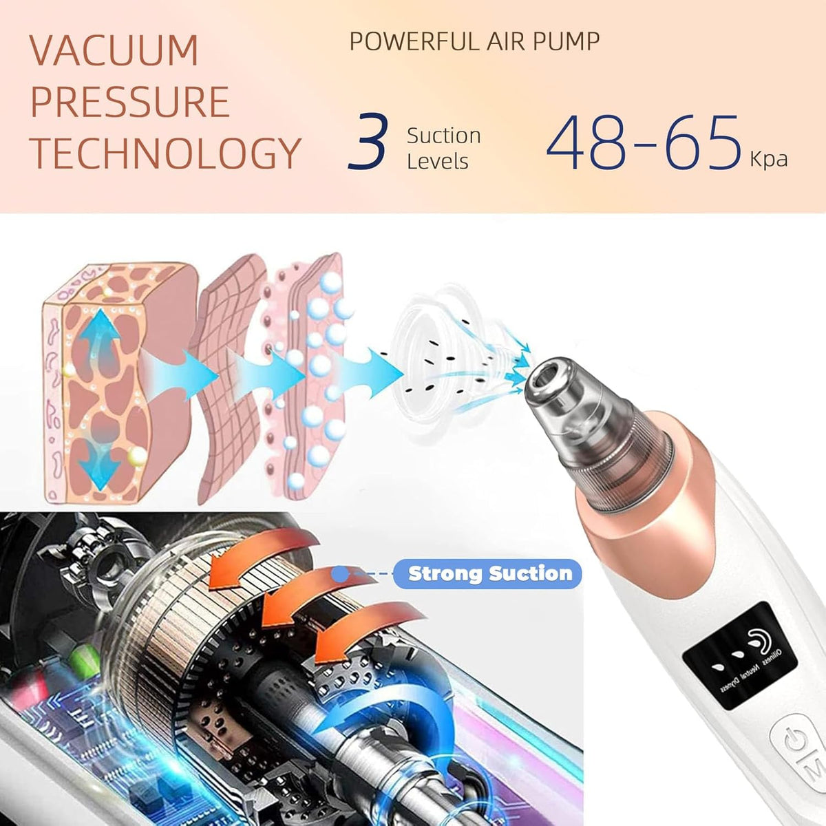 2025 Pore Vacuum, USB Rechargeable Blackhead Remover Vacuum,3 Levels Adjustable Pore Vacuum