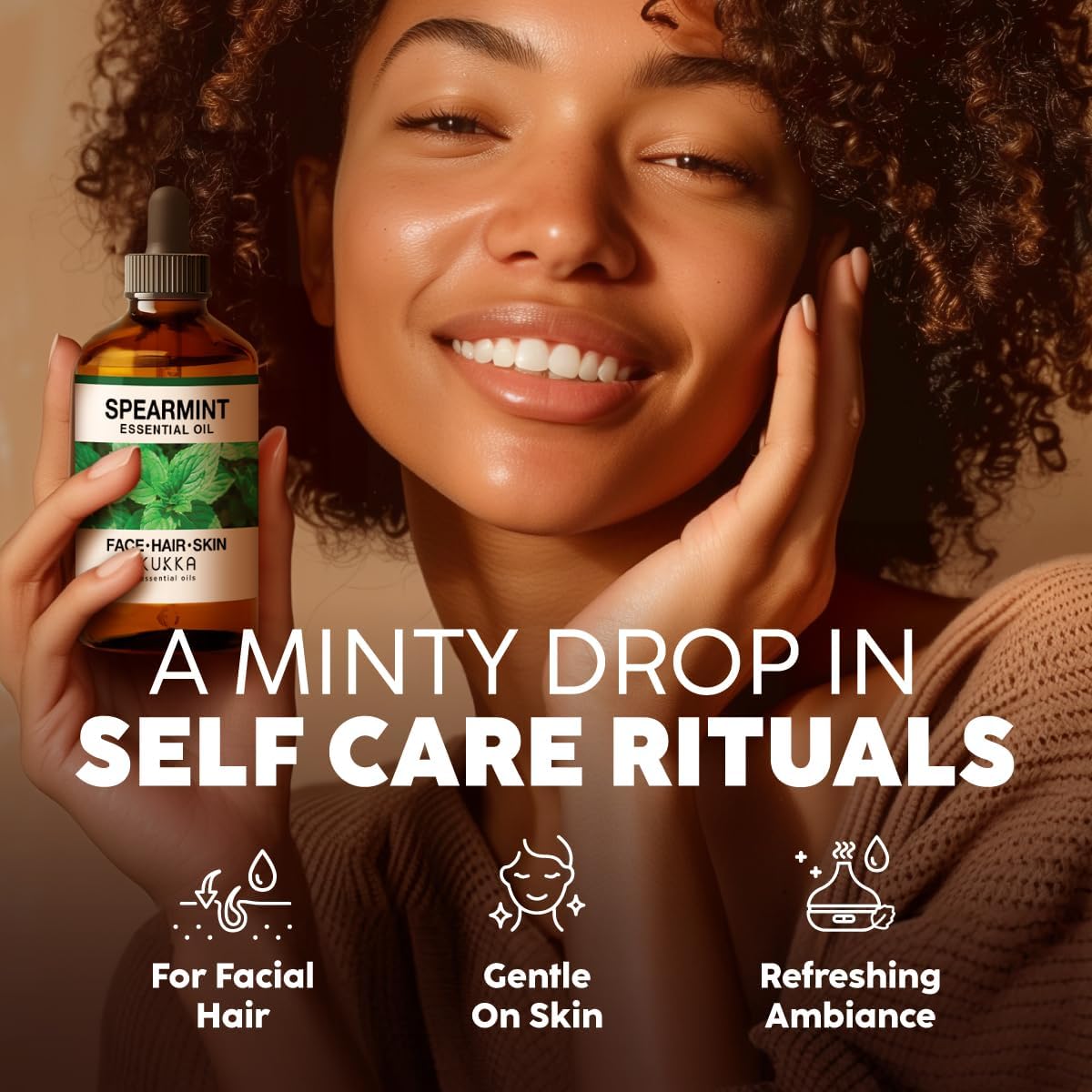 Kukka Spearmint Oil for Facial Hair - 4 Fl Oz - Aromatherapy Spearmint Essential Oil for Skin &