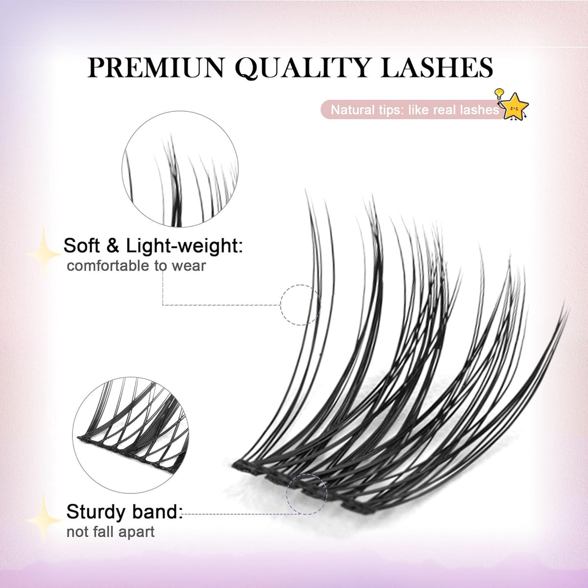 GAQQI Lash Clusters, GQ19 Individual Lashes 168pcs D Curl, DIY Lash Extension 14mm Length Only
