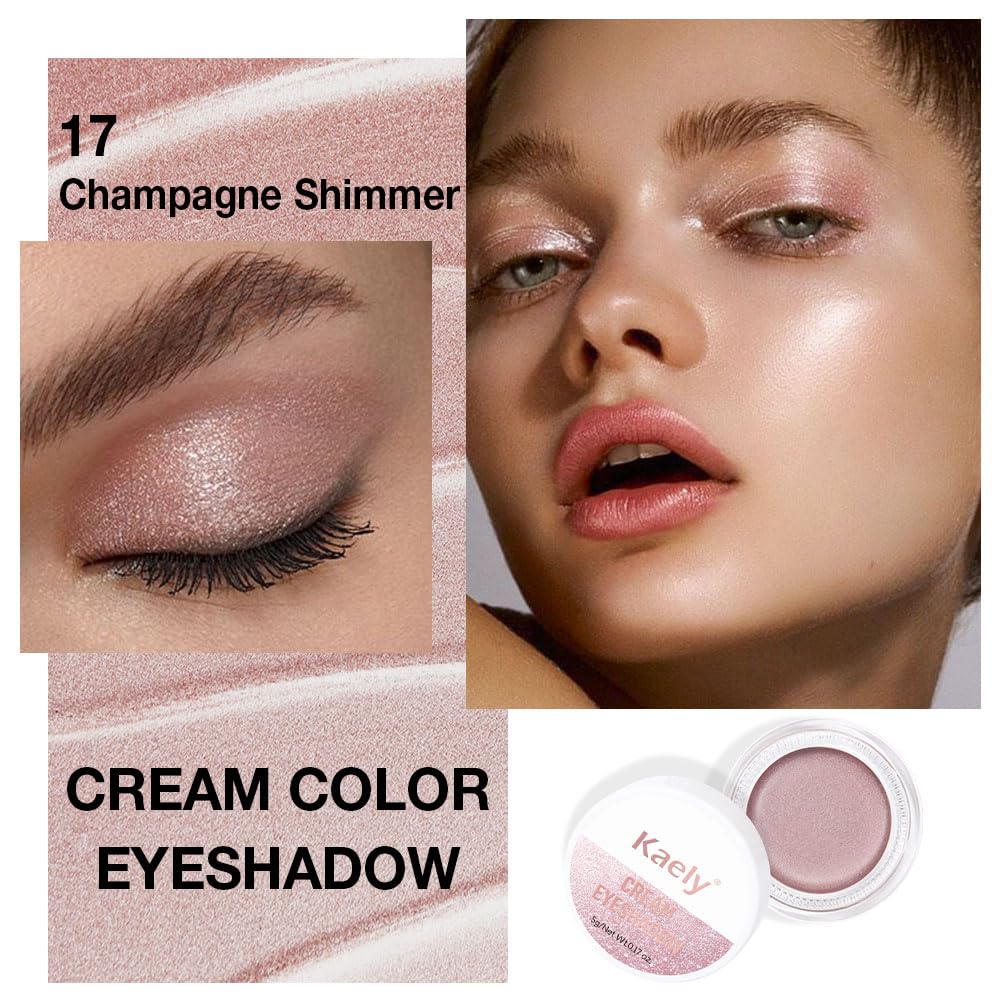 Cream Glitter Champagne Shimmer Metallic Eyeshadow Palette Makeup, Natural Single Mini Instant