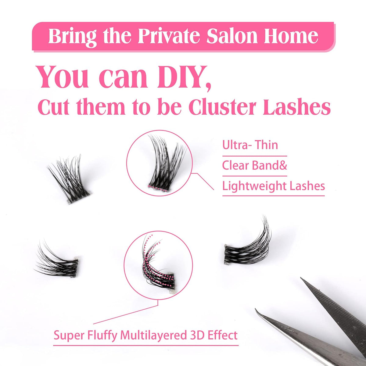 JIMIRE Half Lashes with Clear Band Cat-Eye Lashes Fluffy Wispy Accent False Eyelashes Natural Look